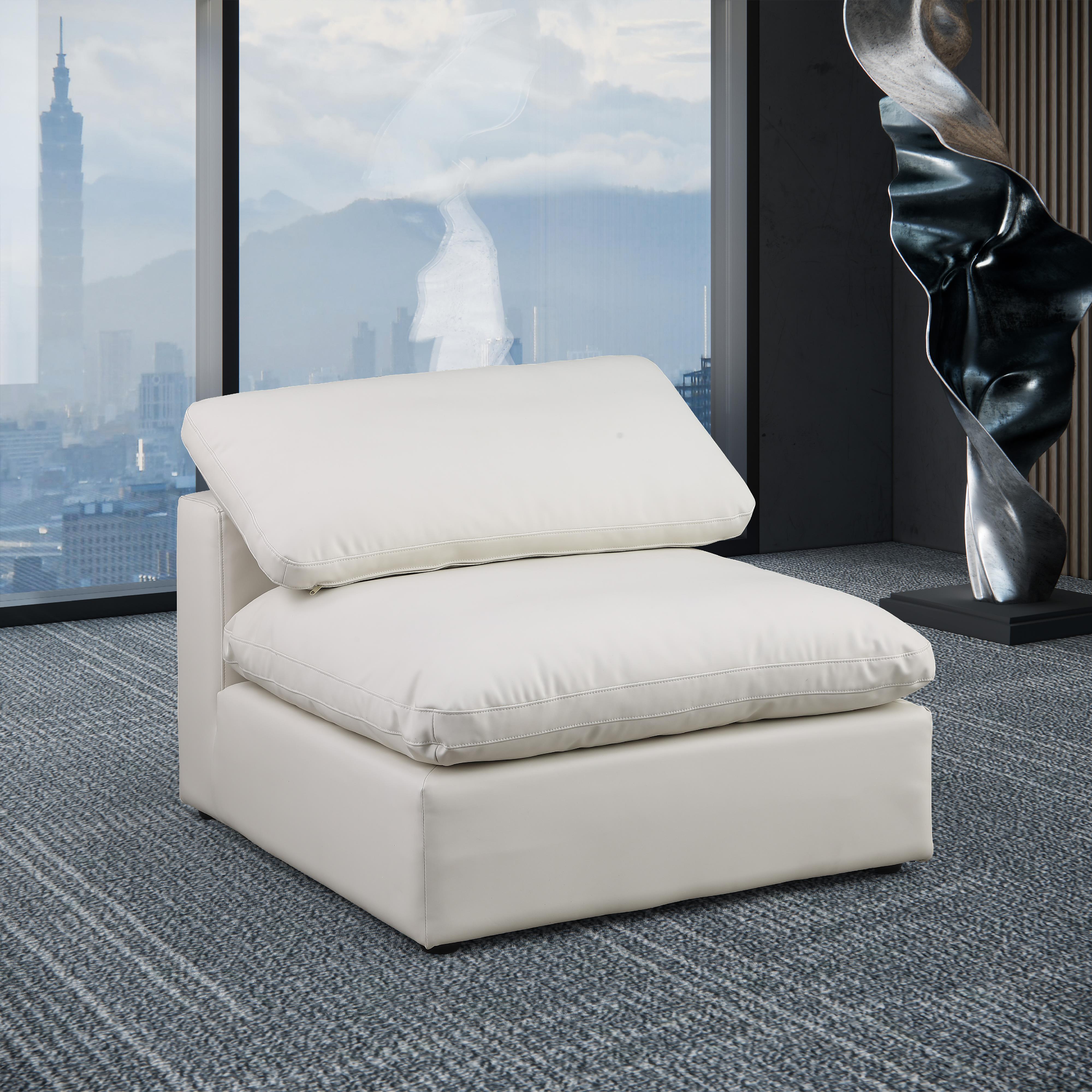 Meridian Comfy Cream Vegan Leather Modular Armless Chair