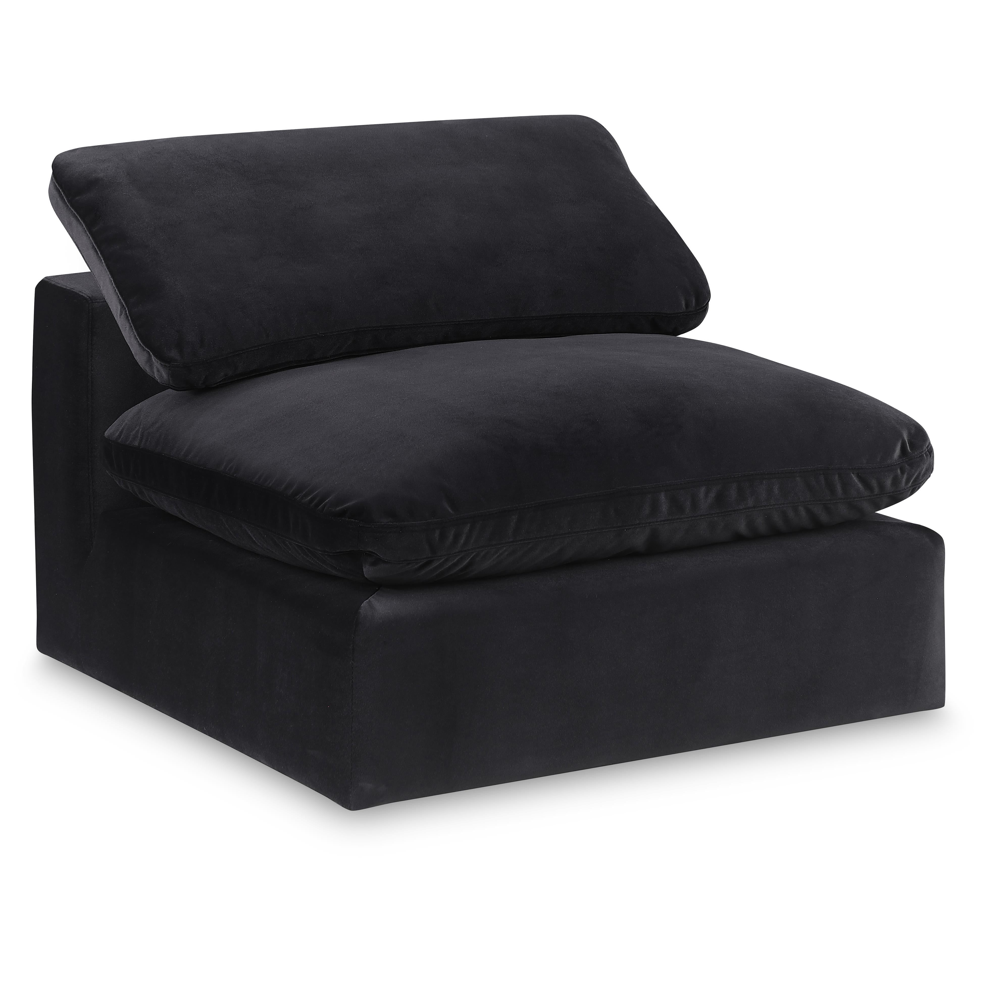 Meridian Comfy Black Velvet Modular Armless Chair