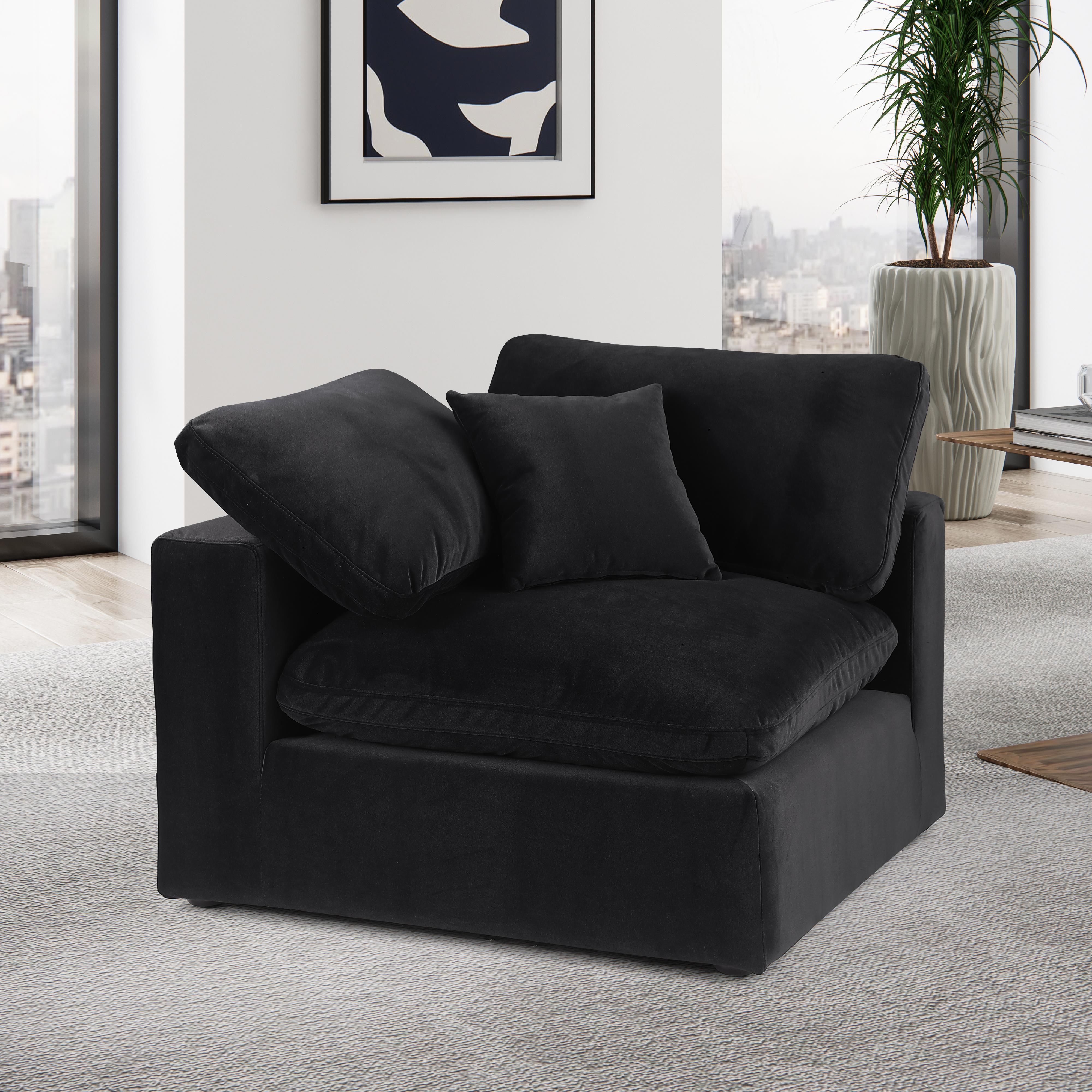 Meridian Comfy Black Velvet Modular Corner Chair