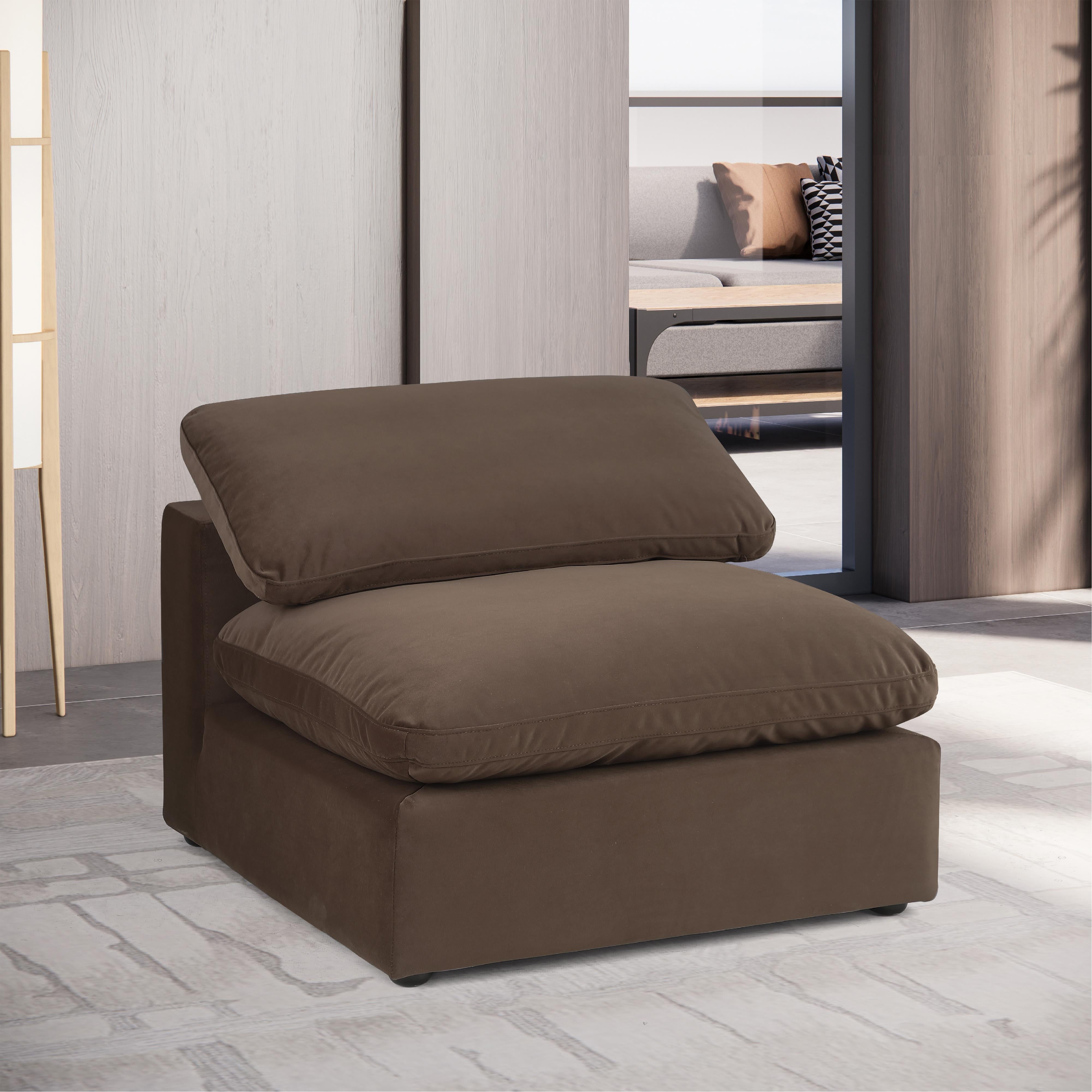 Meridian Comfy Brown Velvet Modular Armless Chair