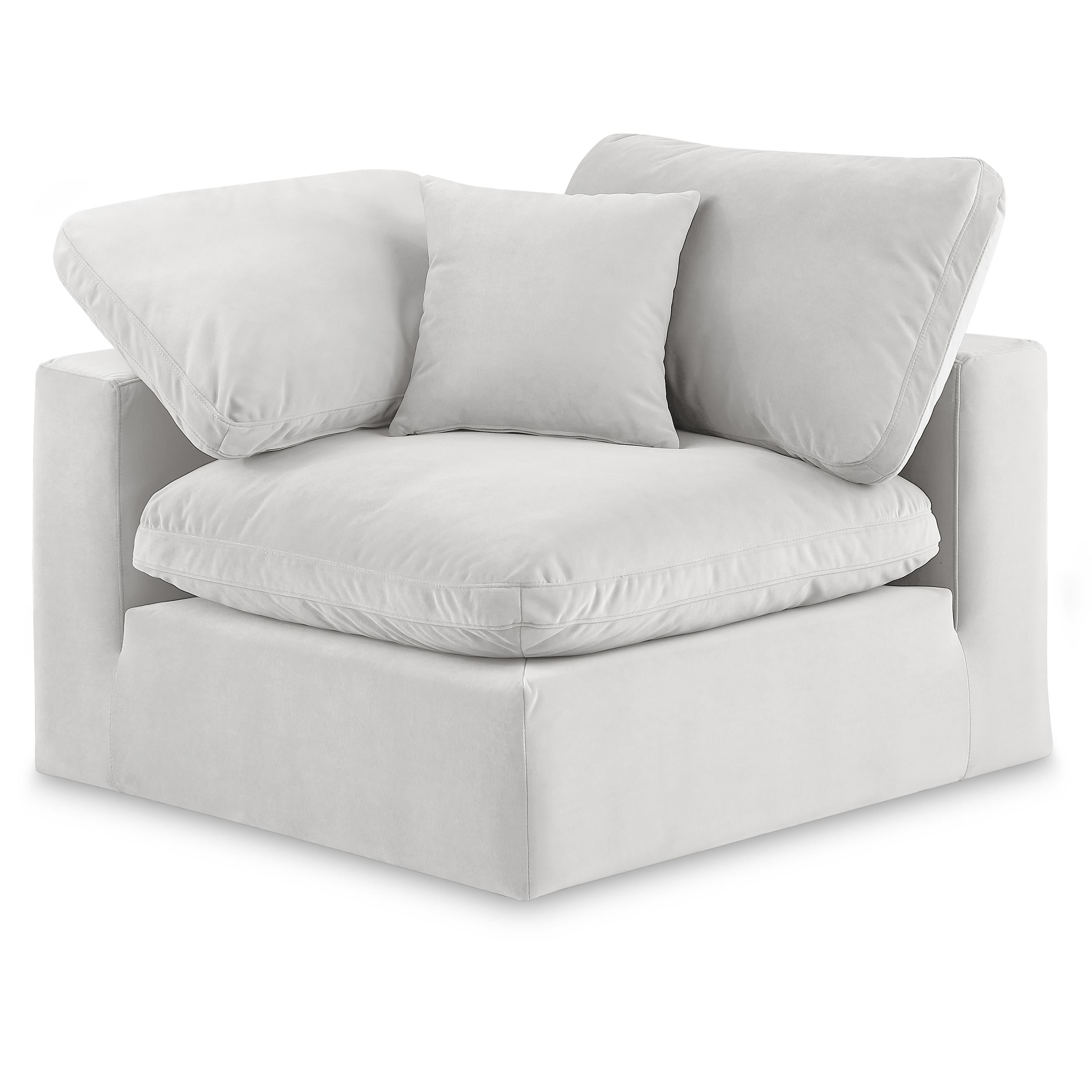Meridian Comfy Cream Velvet Modular Corner Chair