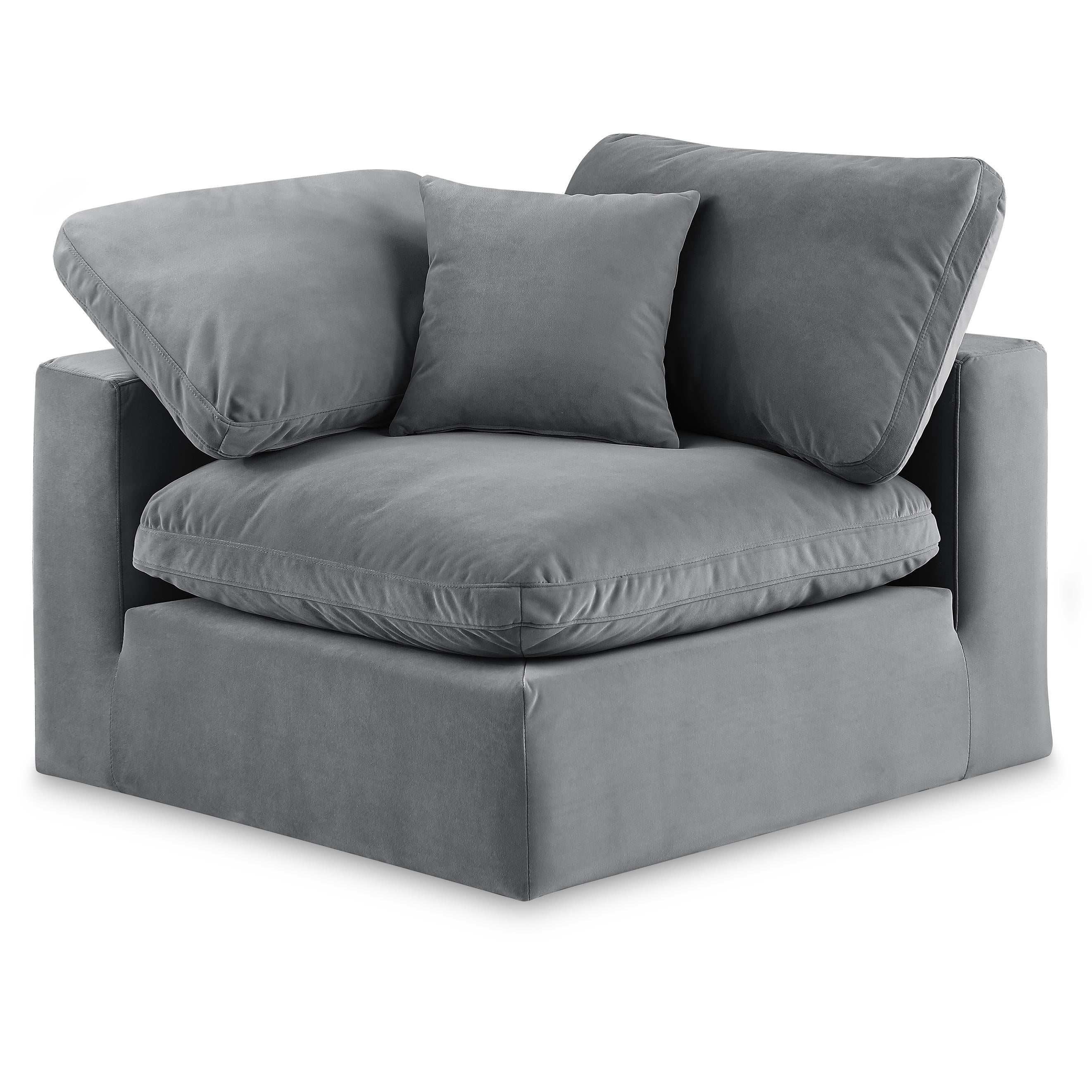 Meridian Comfy Grey Velvet Modular Corner Chair