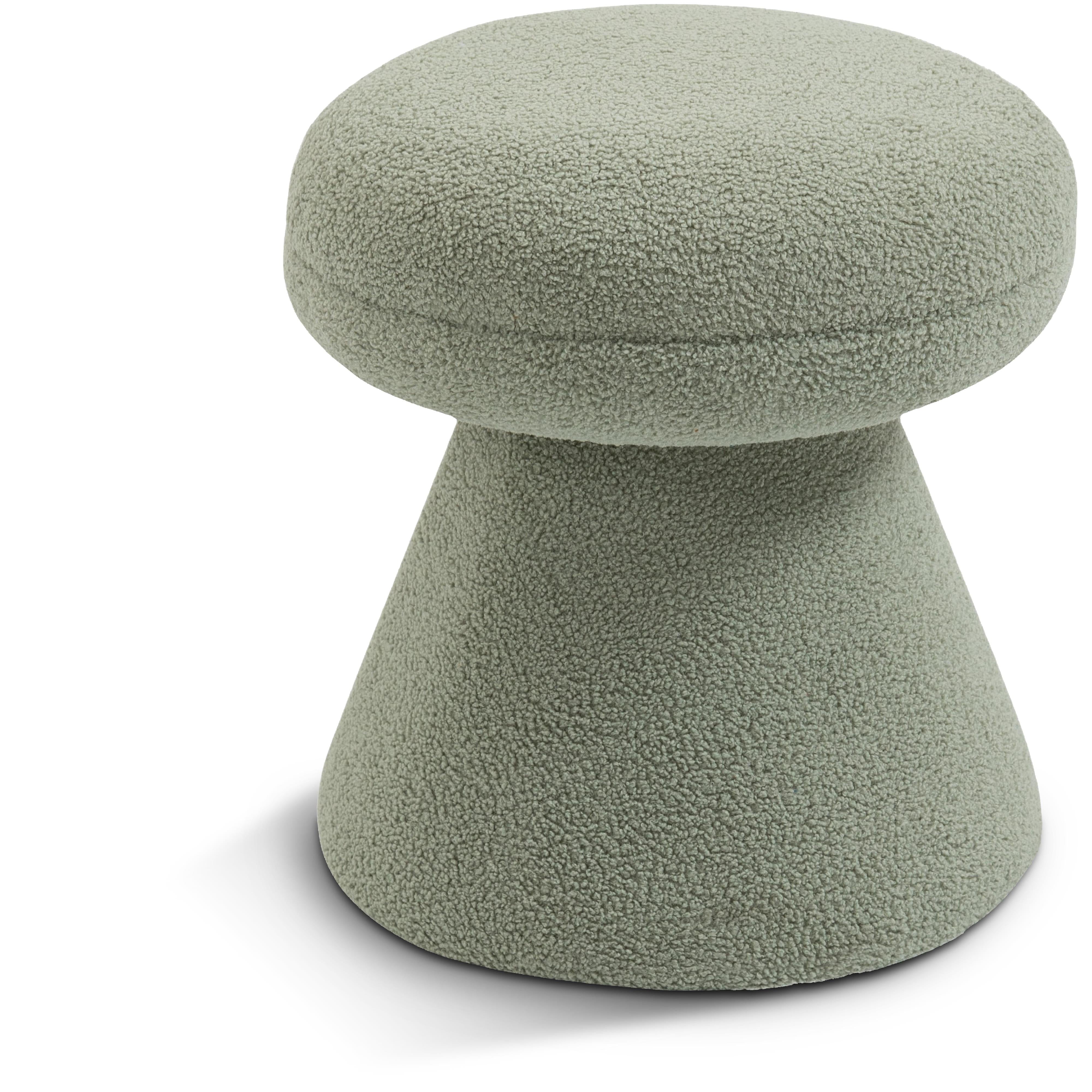 Meridian Drum Mint Faux Shearling Teddy Fabric Ottoman/Stool