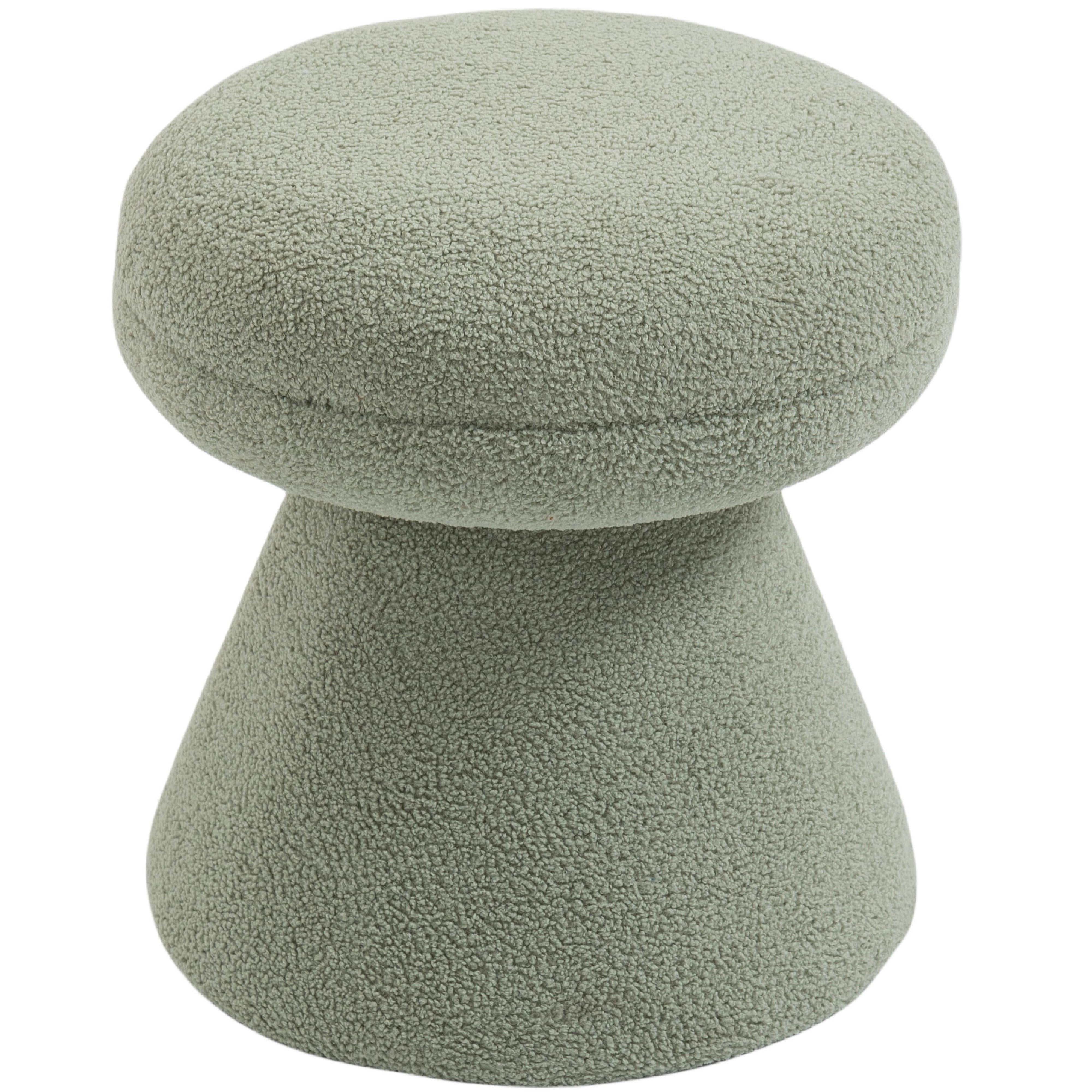 Meridian Drum Mint Faux Shearling Teddy Fabric Ottoman/Stool