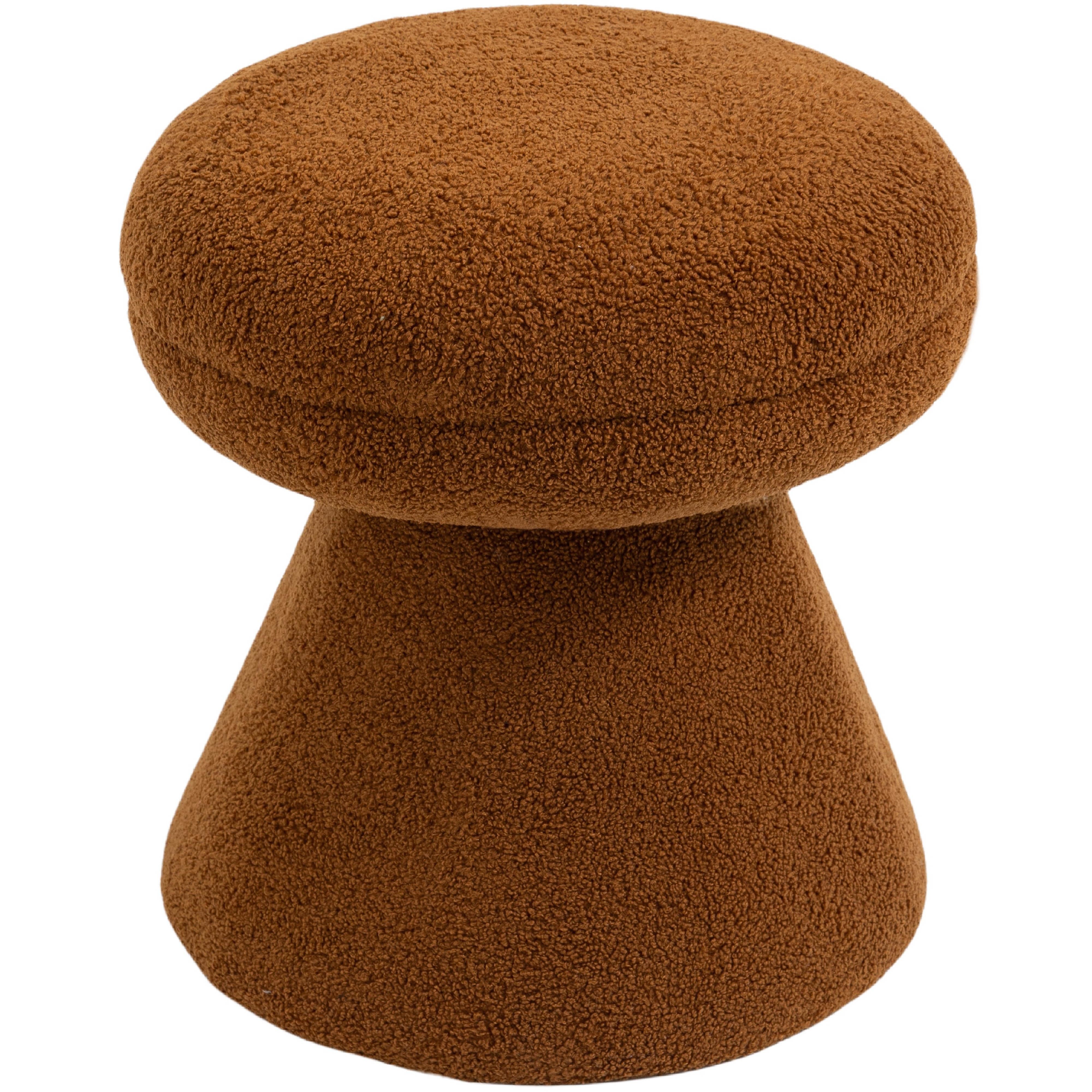 Meridian Drum Saddle Faux Shearling Teddy Fabric Ottoman/Stool