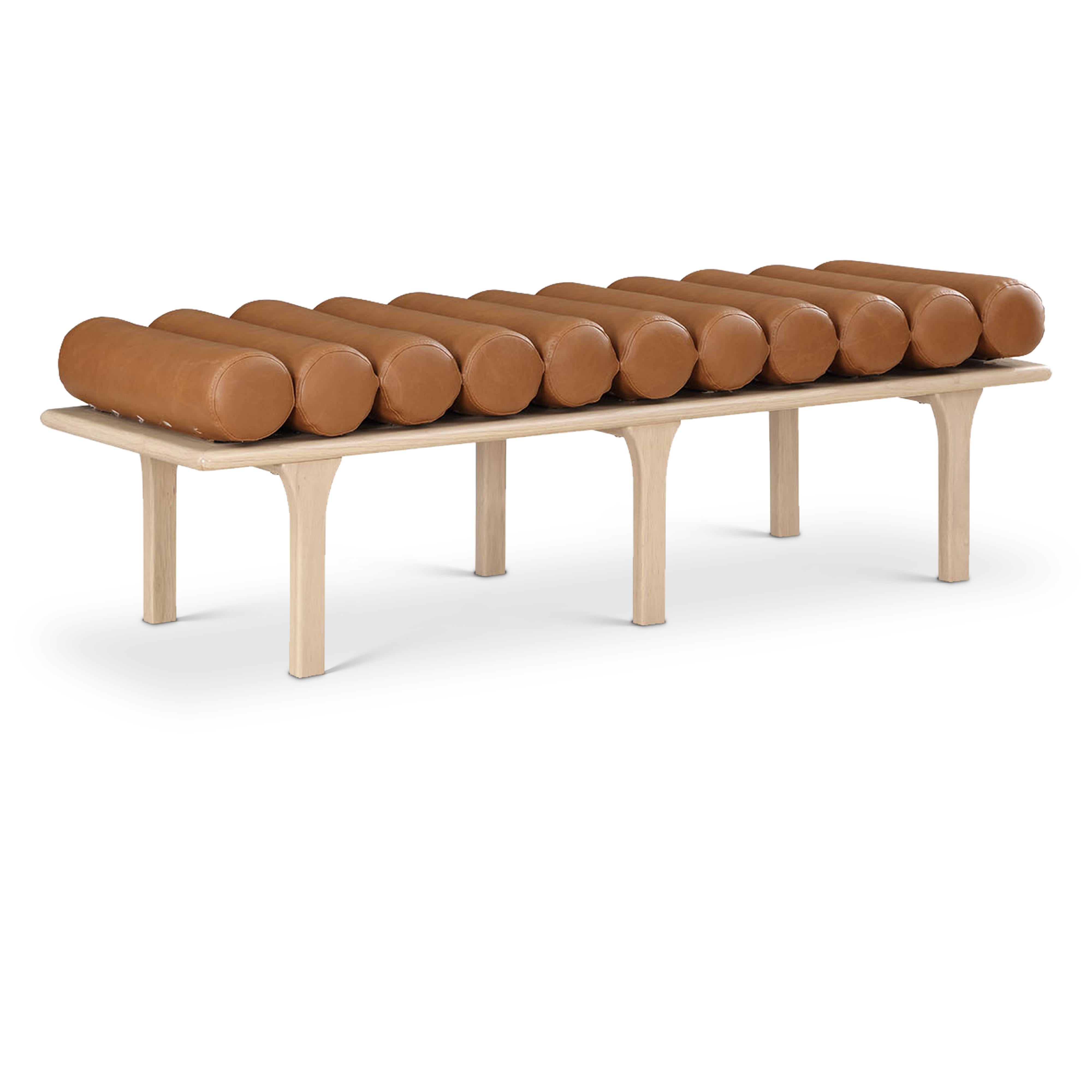 Meridian Landon Cognac Vegan Leather Bench