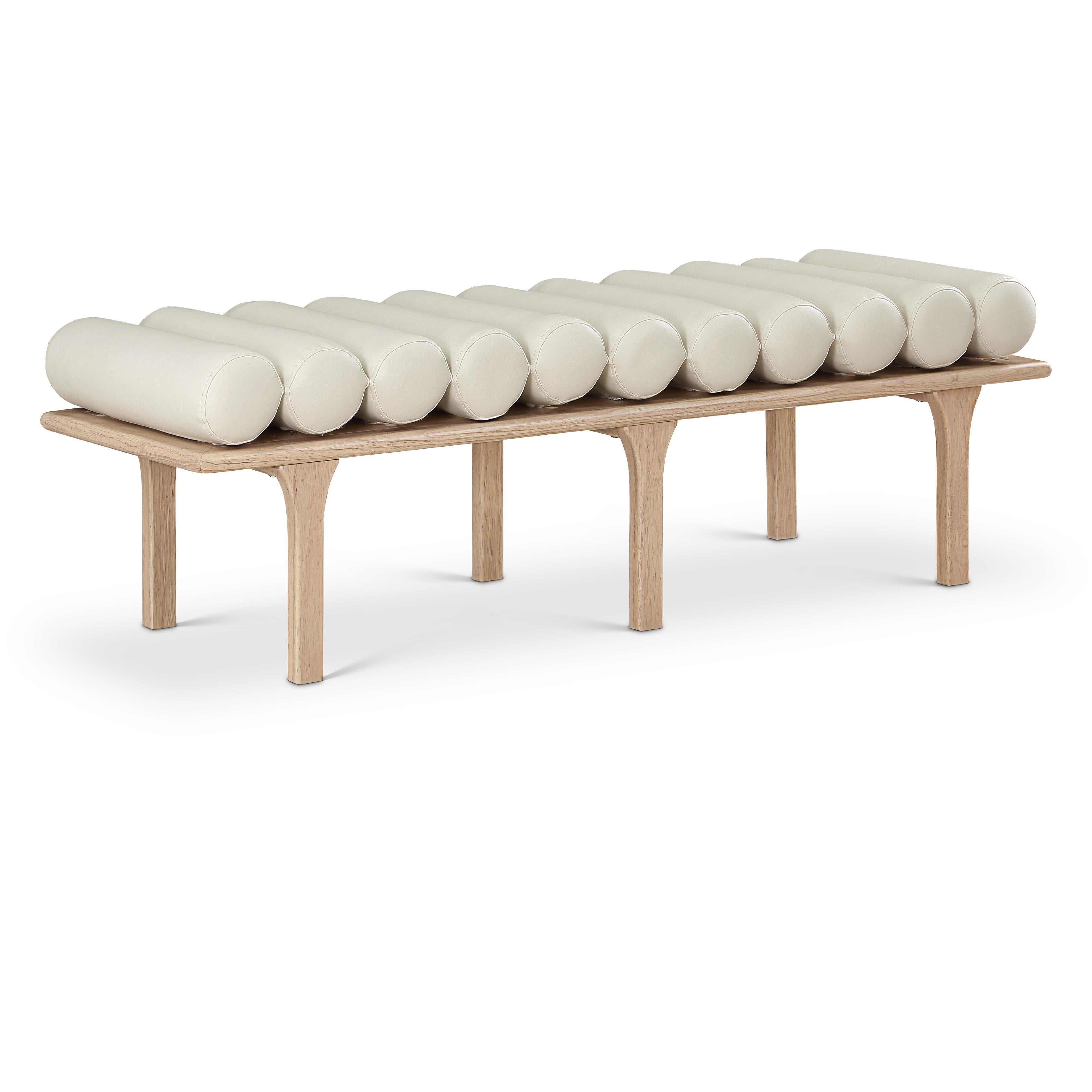Meridian Landon Cream Vegan Leather Bench