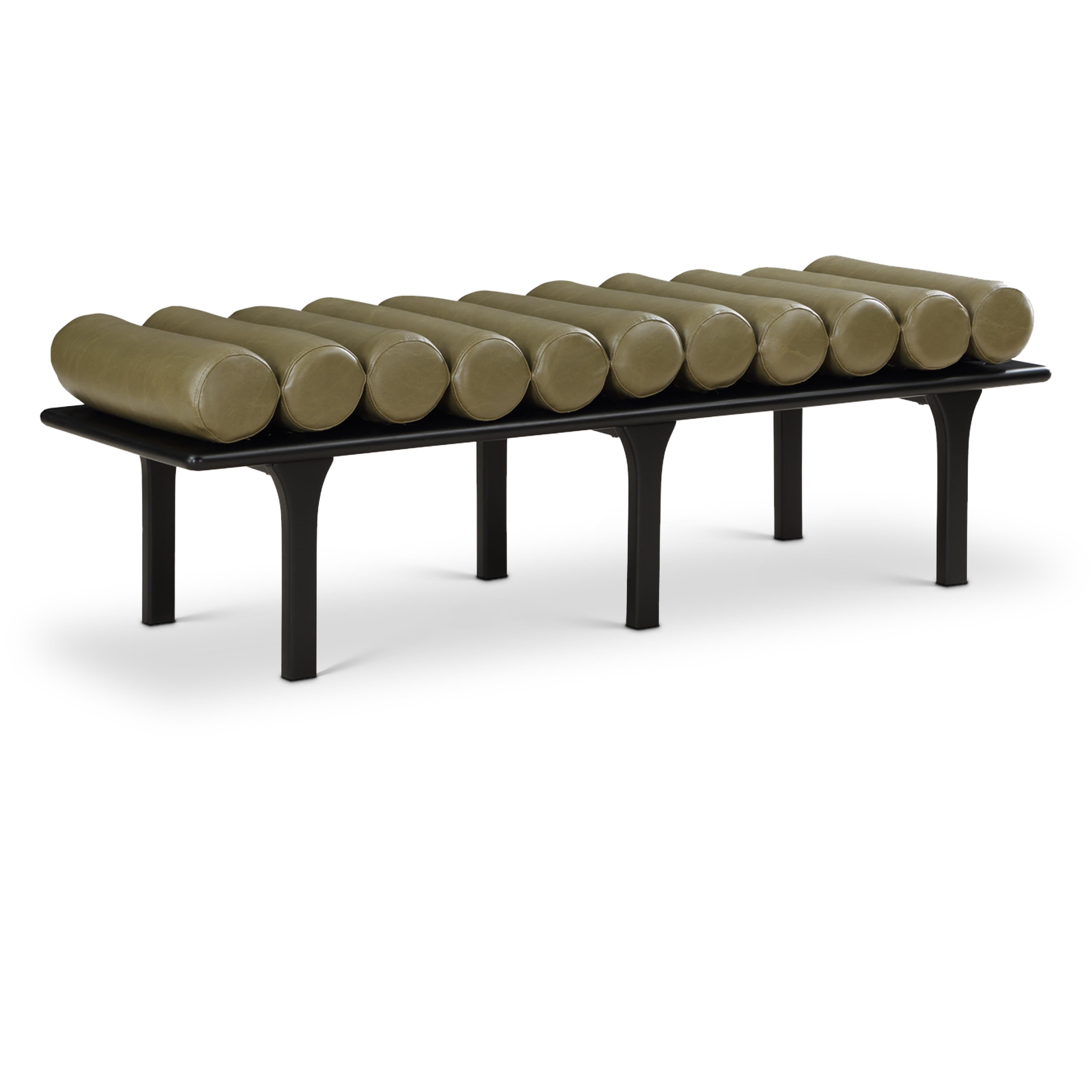 Meridian Landon Olive Green Vegan Leather Bench