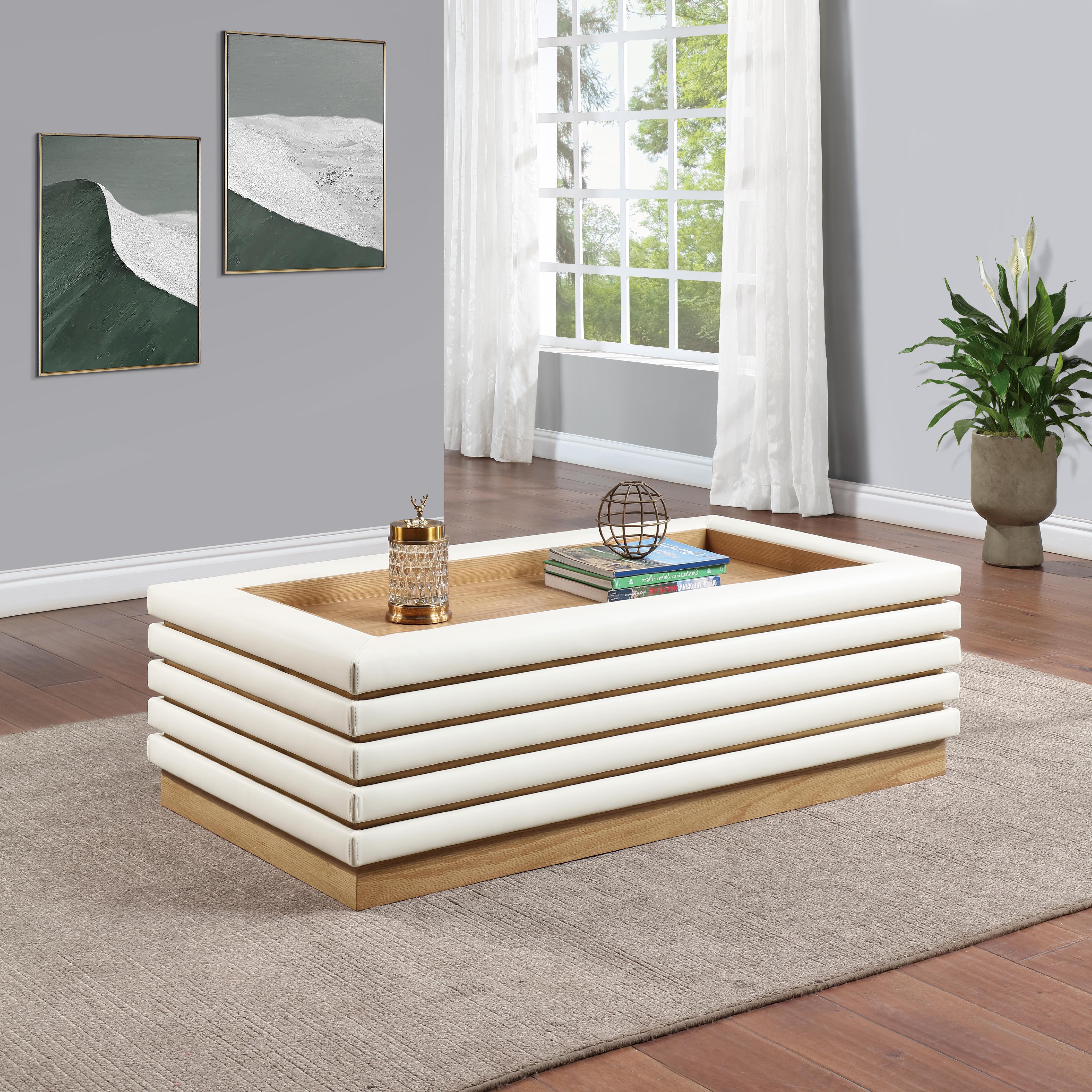 Meridian Rory Cream Vegan Leather Coffee Table