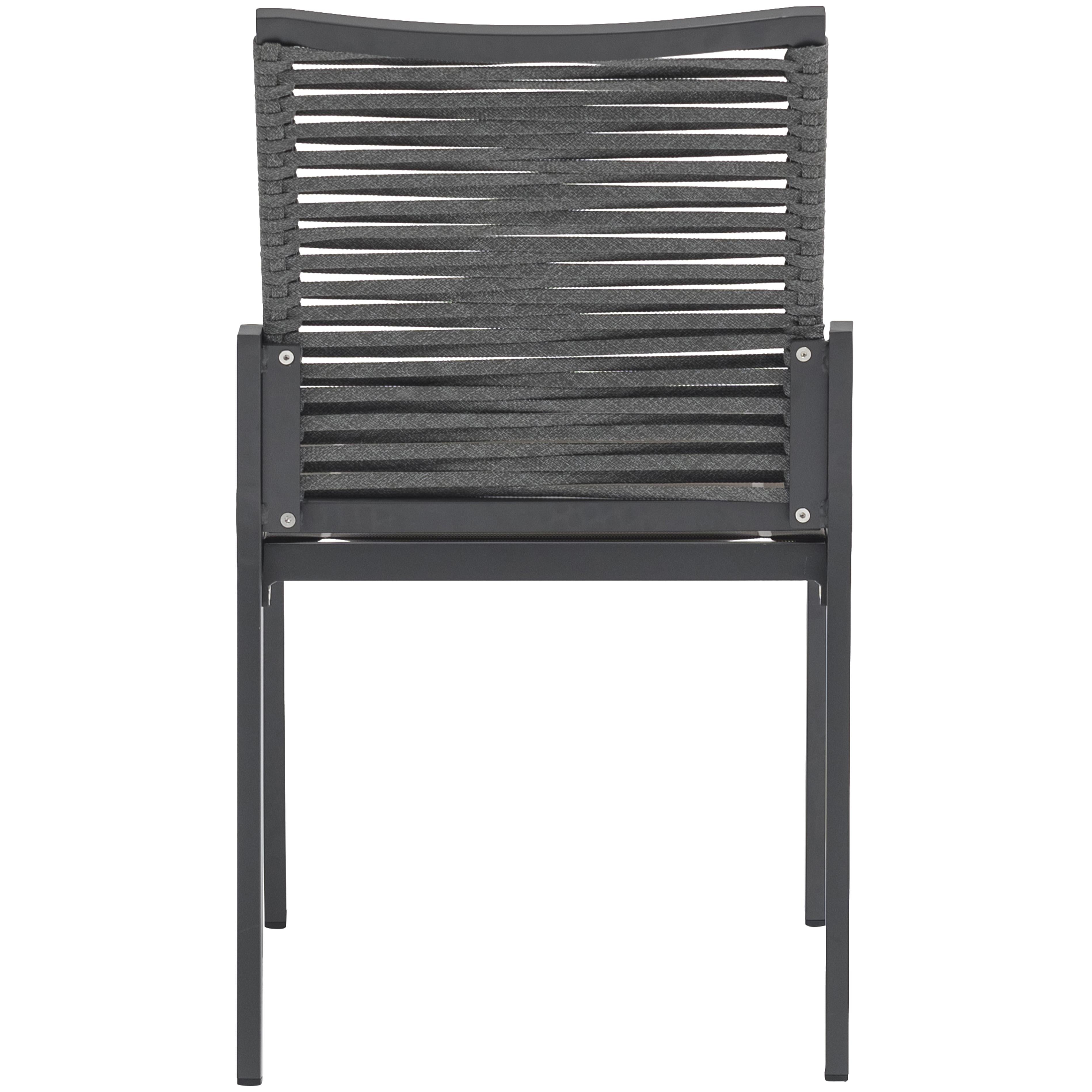 Meridian Maldives Grey Rope Fabric Outdoor Patio Dining Side Chair