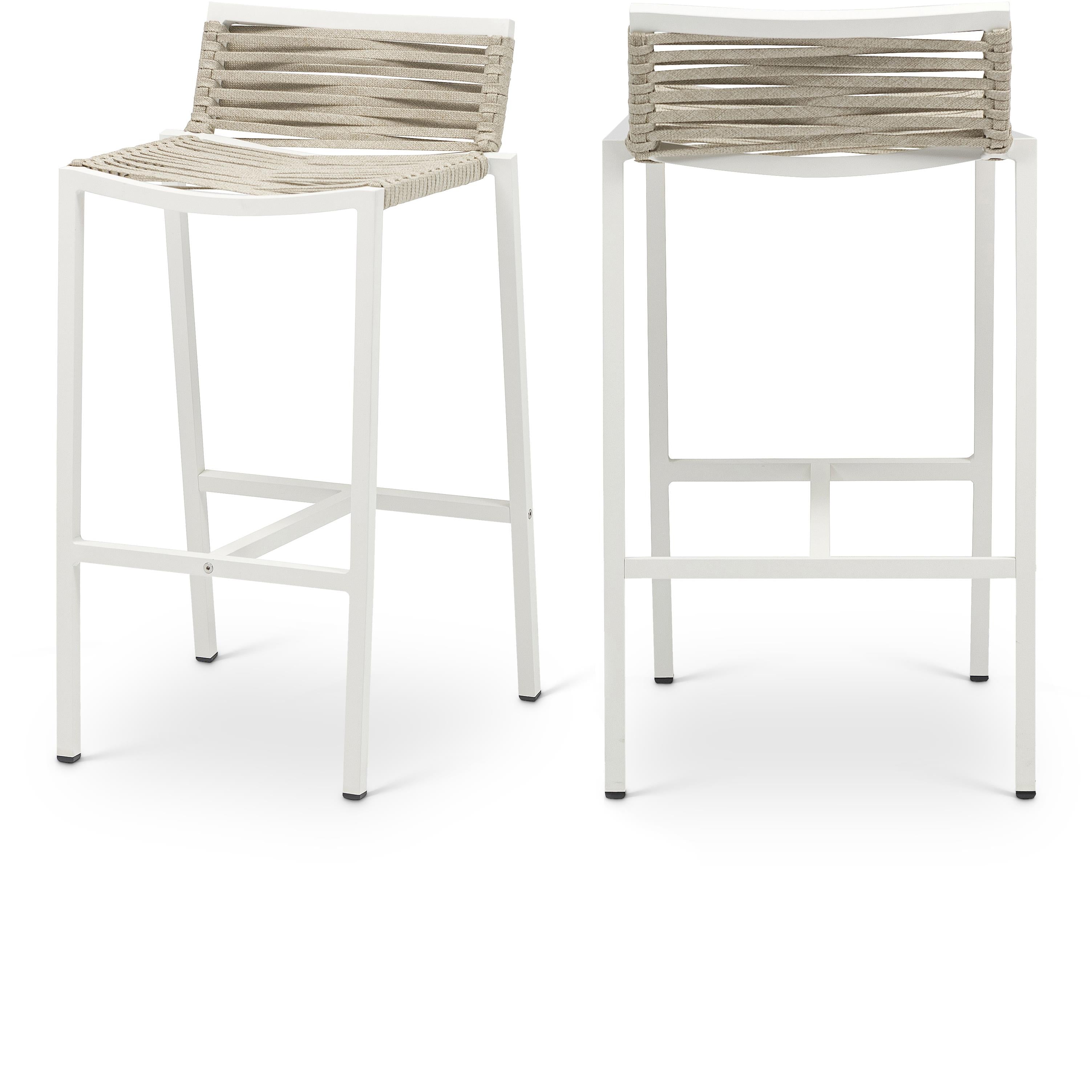 Meridian Maldives Cream Rope Fabric Outdoor Patio Barstool
