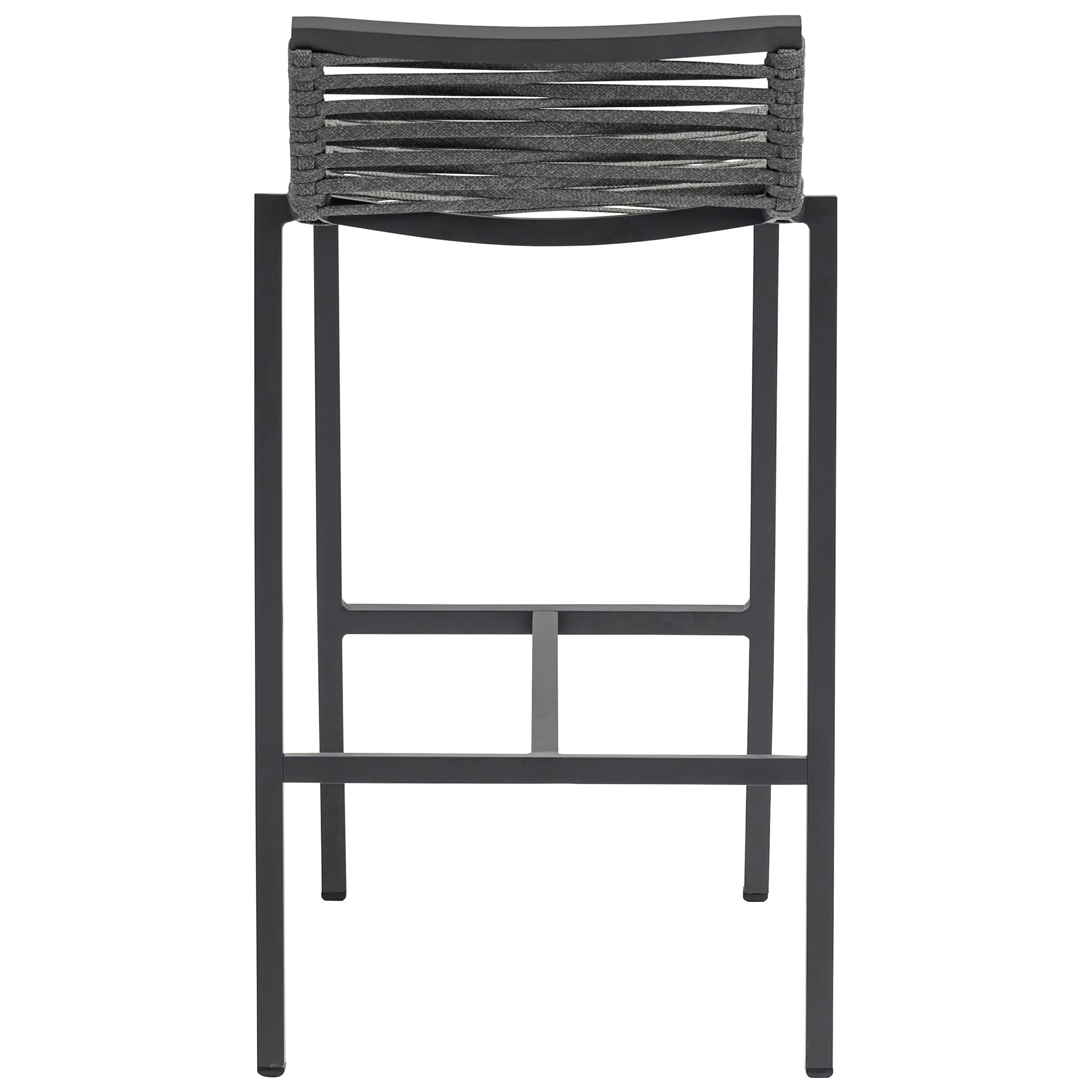 Meridian Maldives Grey Rope Fabric Outdoor Patio Barstool