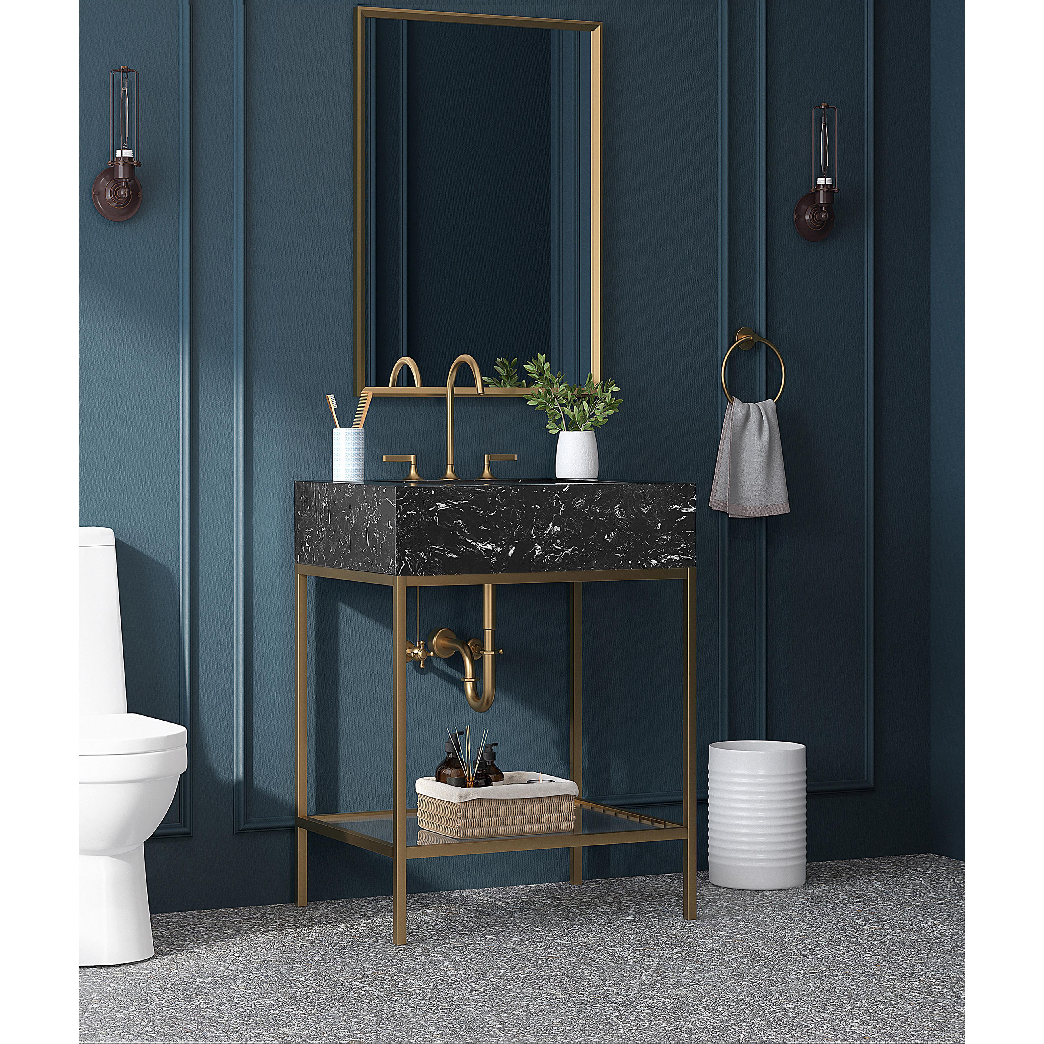 Meridian Marmo Black Engineered Marble Bathroom Vanity