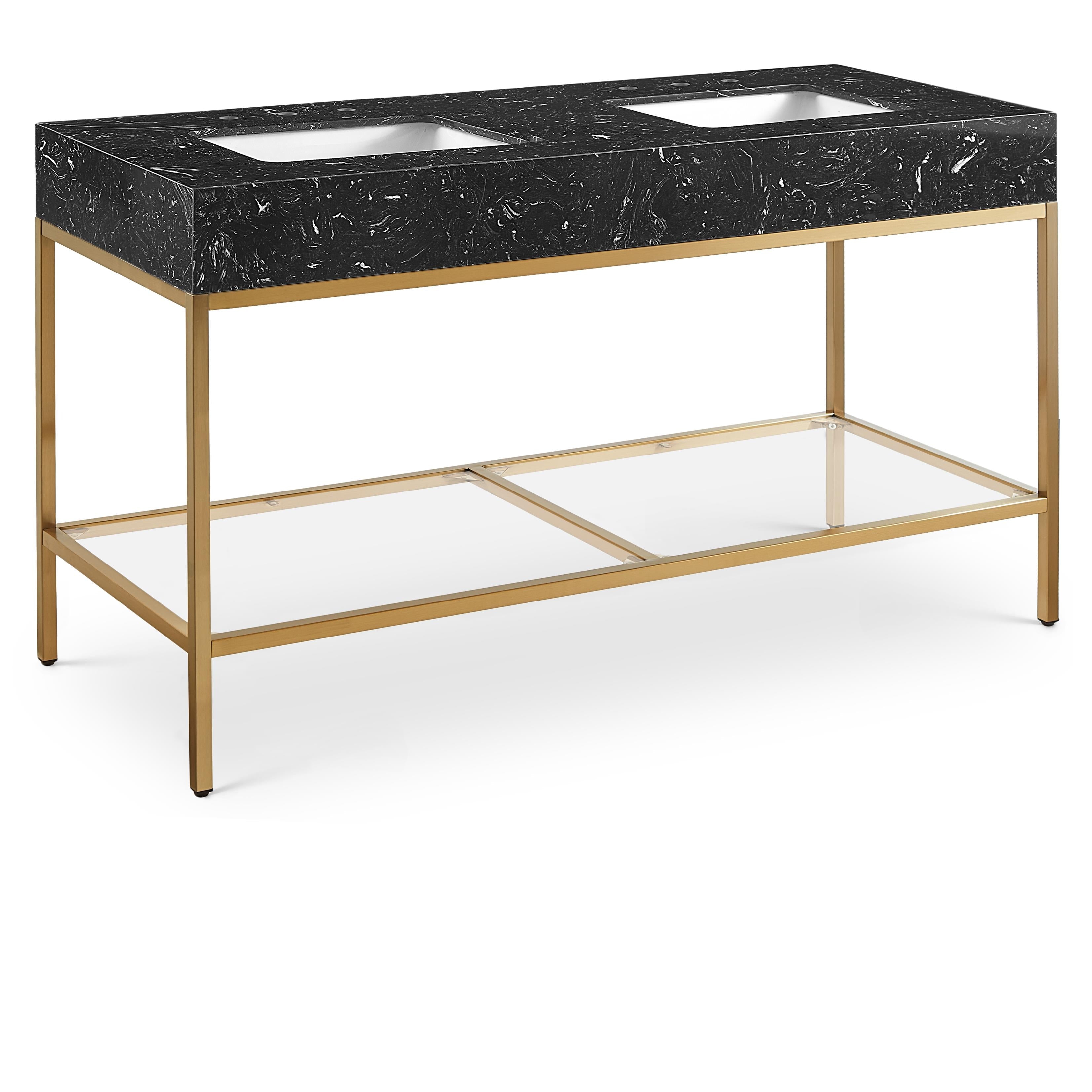 Meridian Marmo Black Engineered Marble Bathroom Vanity