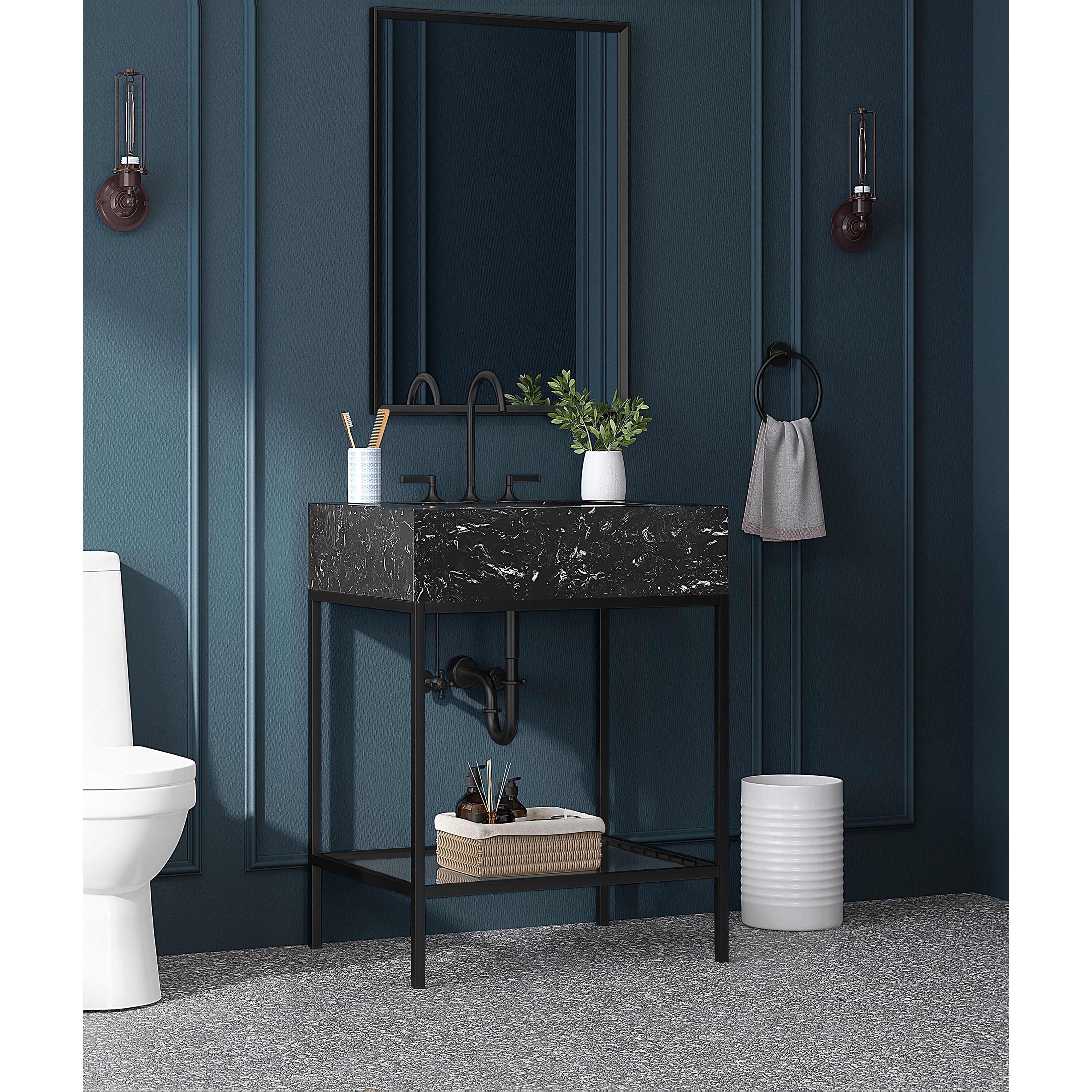 Meridian Marmo Black Engineered Marble Bathroom Vanity
