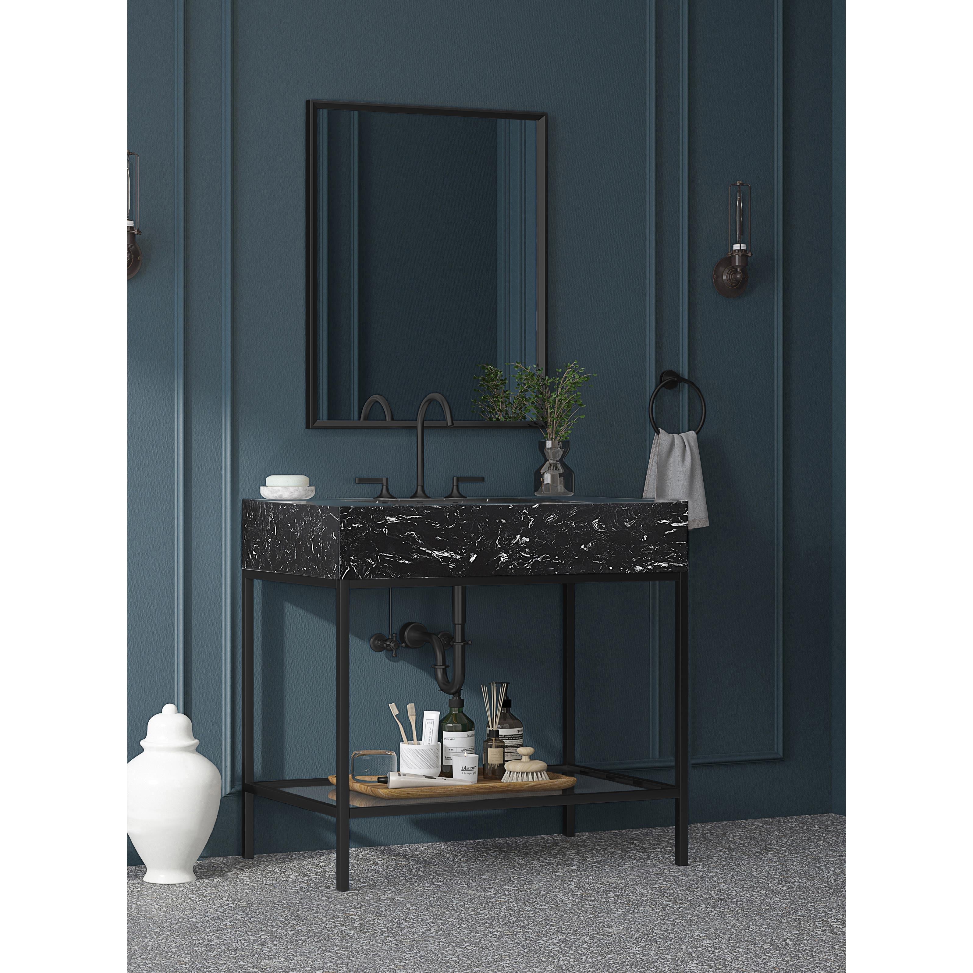 Meridian Marmo Black Engineered Marble Bathroom Vanity