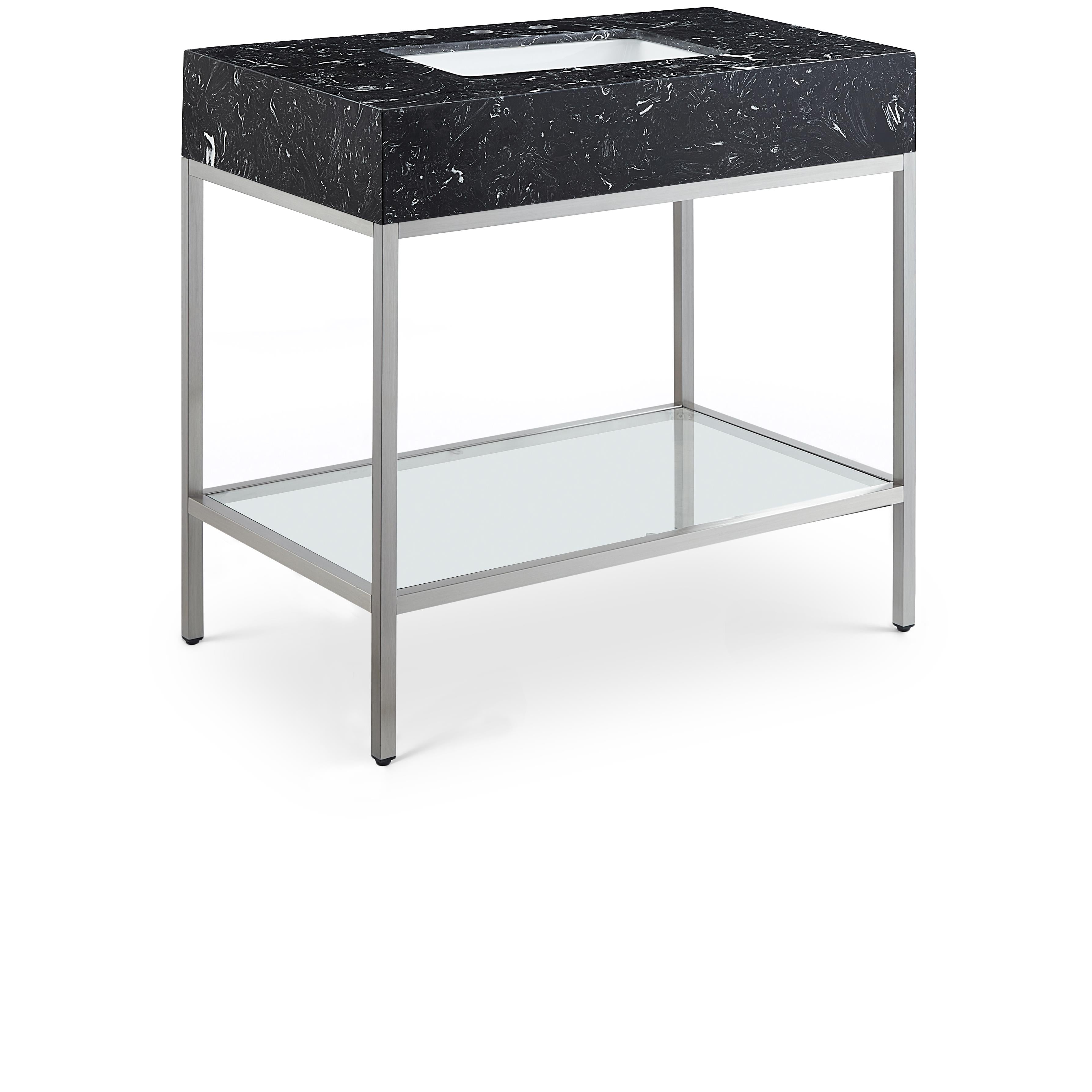 Meridian Marmo Black Engineered Marble Bathroom Vanity