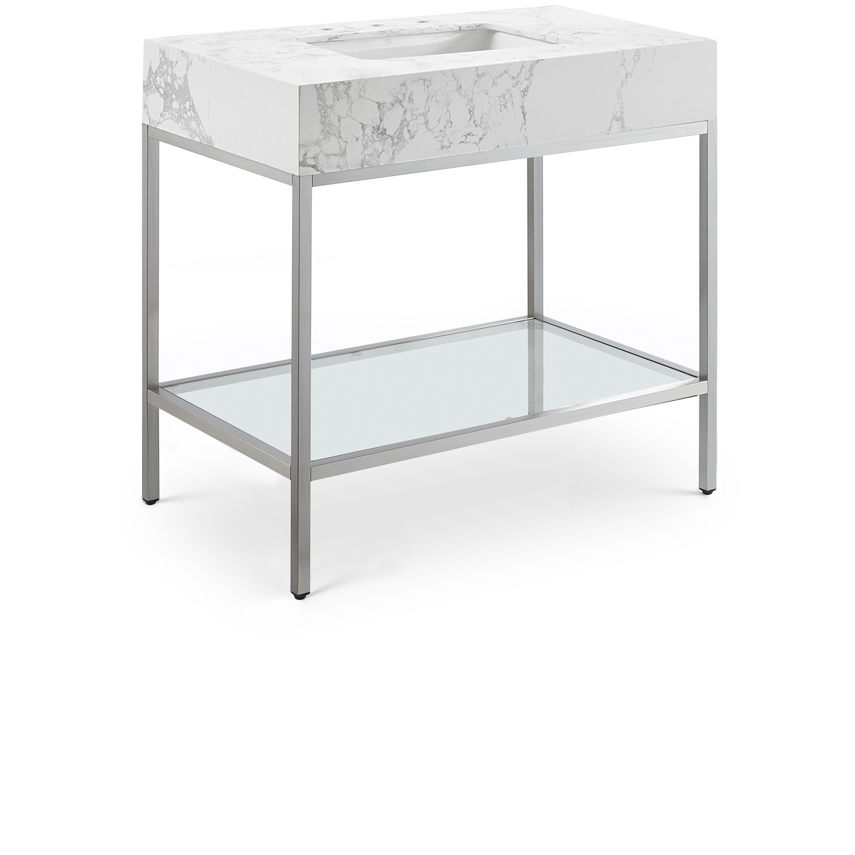 Meridian Marmo White Engineered Marble Bathroom Vanity