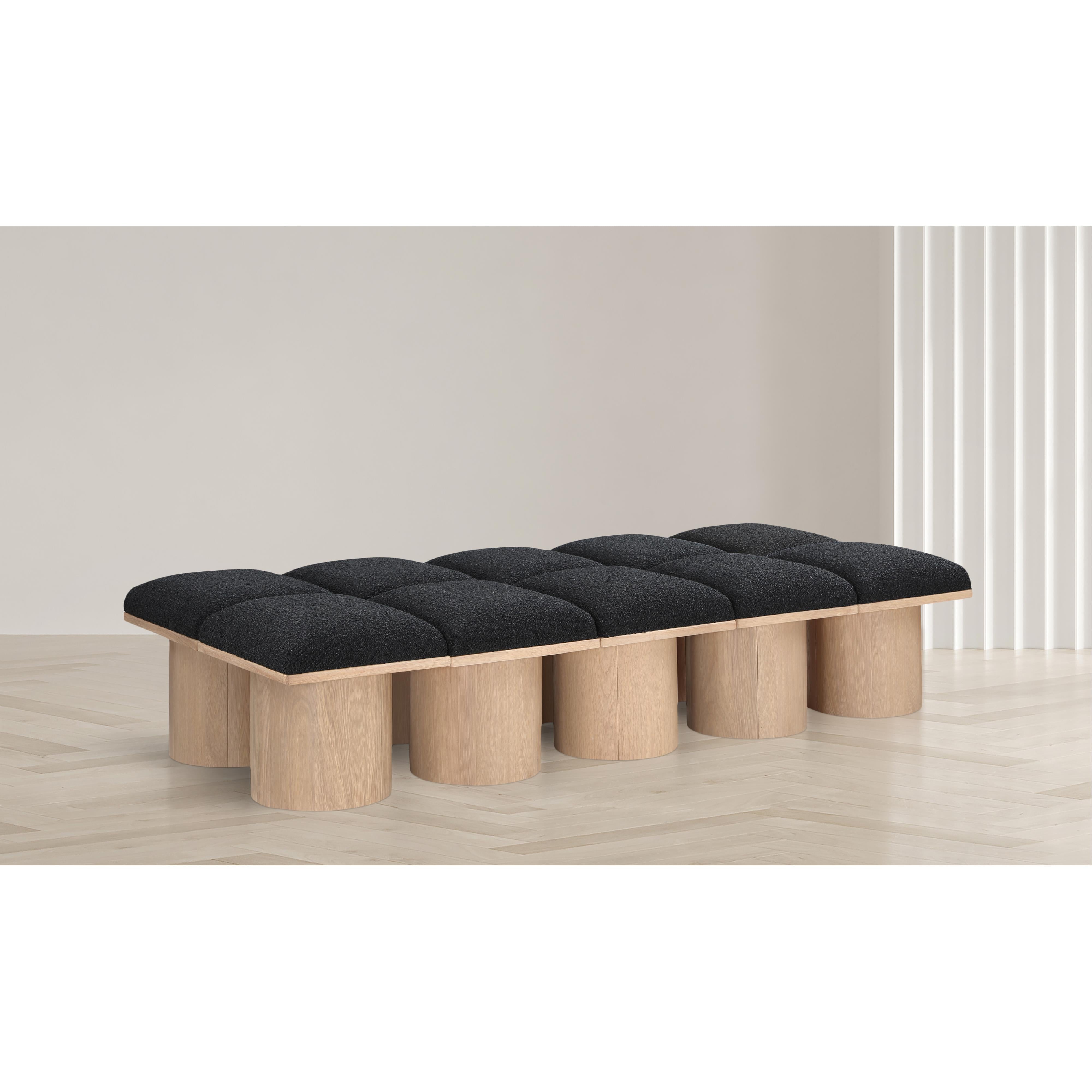 Meridian Pavilion Black Boucle Fabric Bench