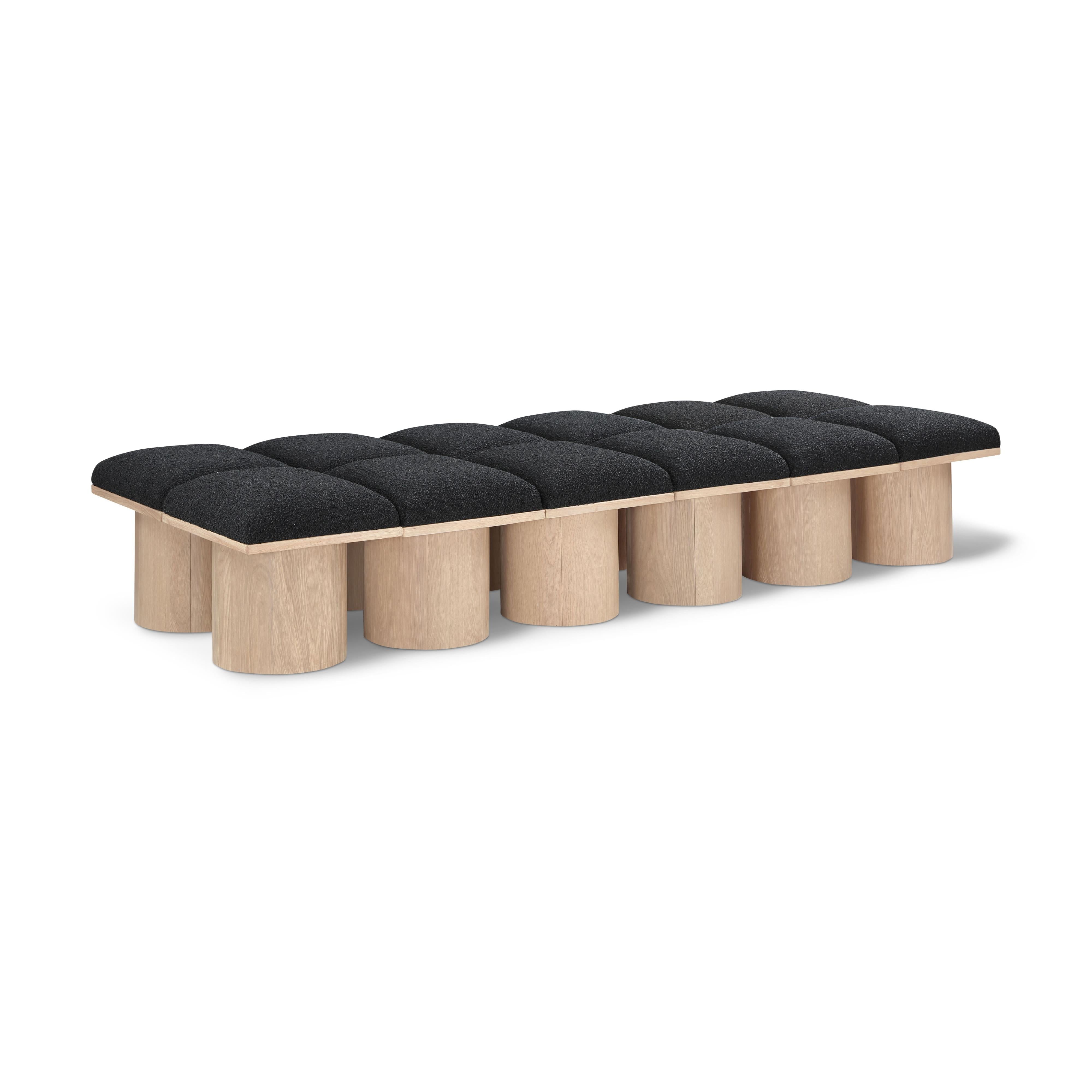 Meridian Pavilion Black Boucle Fabric Bench