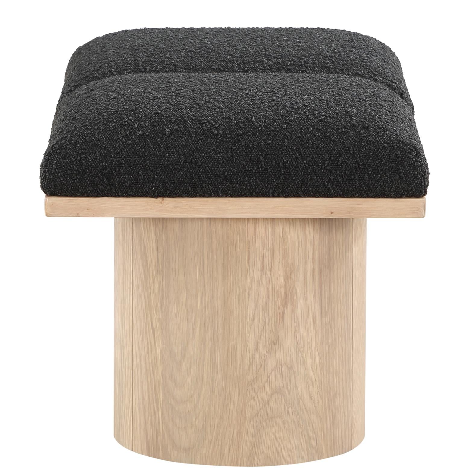 Meridian Pavilion Black Boucle Fabric Bench