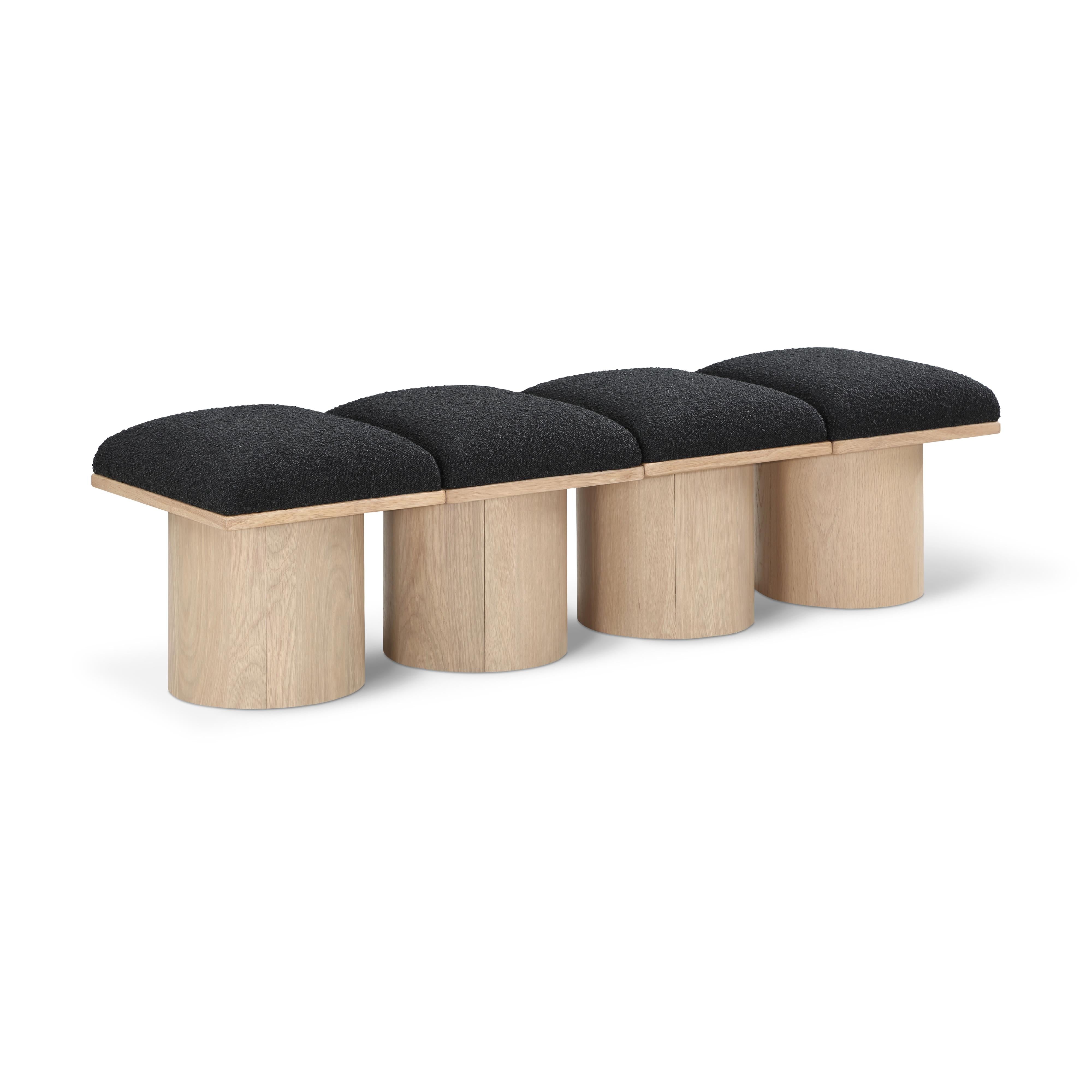 Meridian Pavilion Black Boucle Fabric Bench