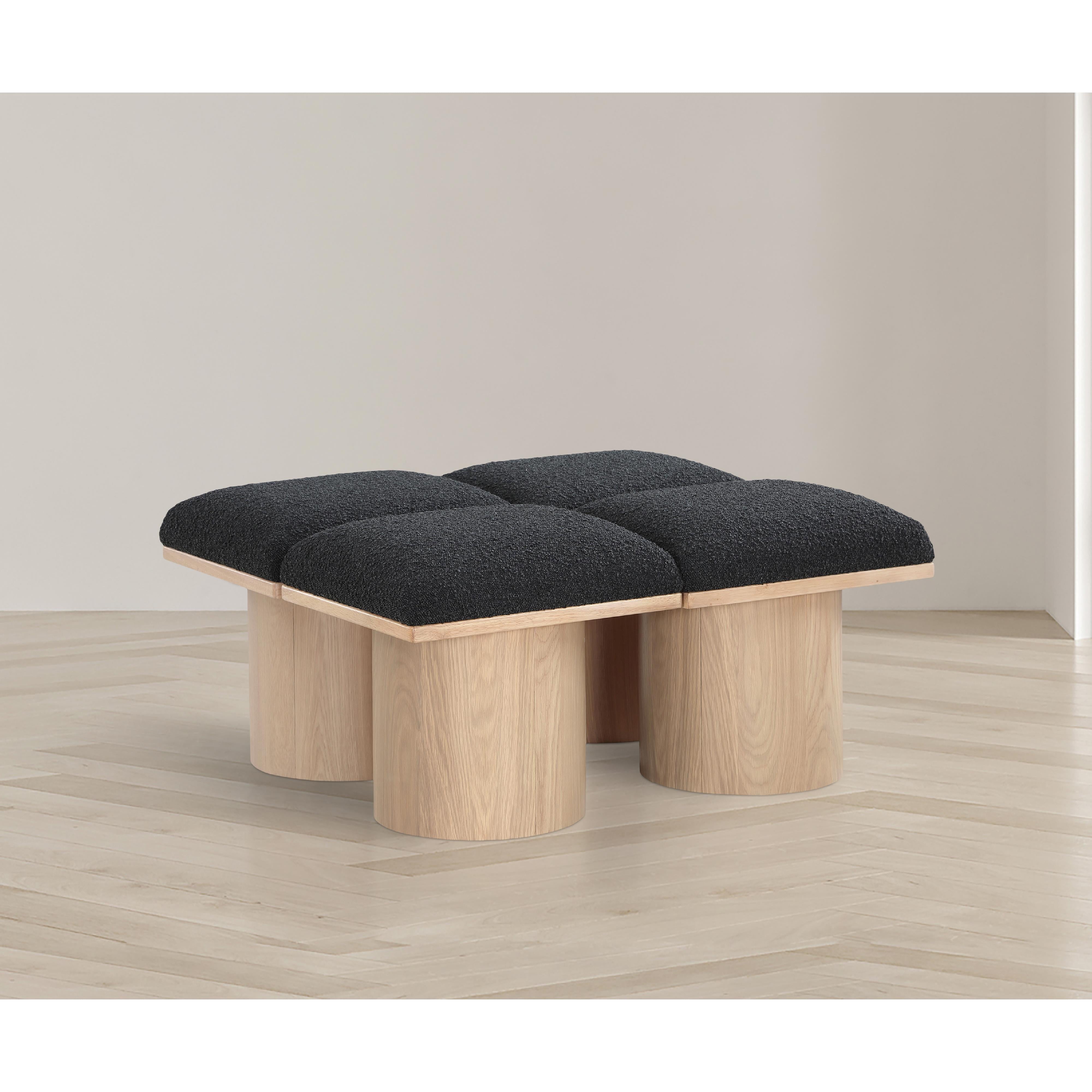 Meridian Pavilion Black Boucle Fabric Bench