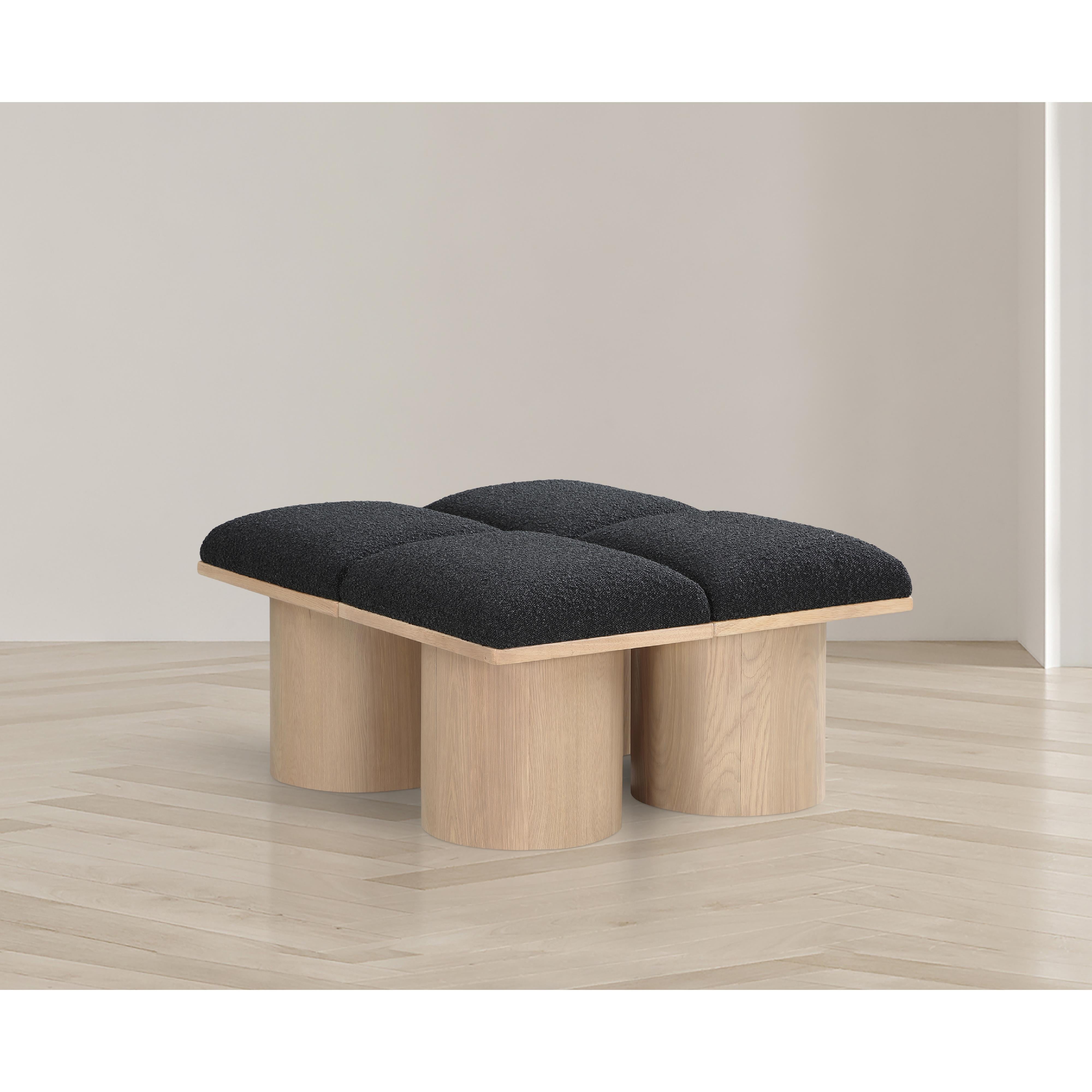 Meridian Pavilion Black Boucle Fabric Bench