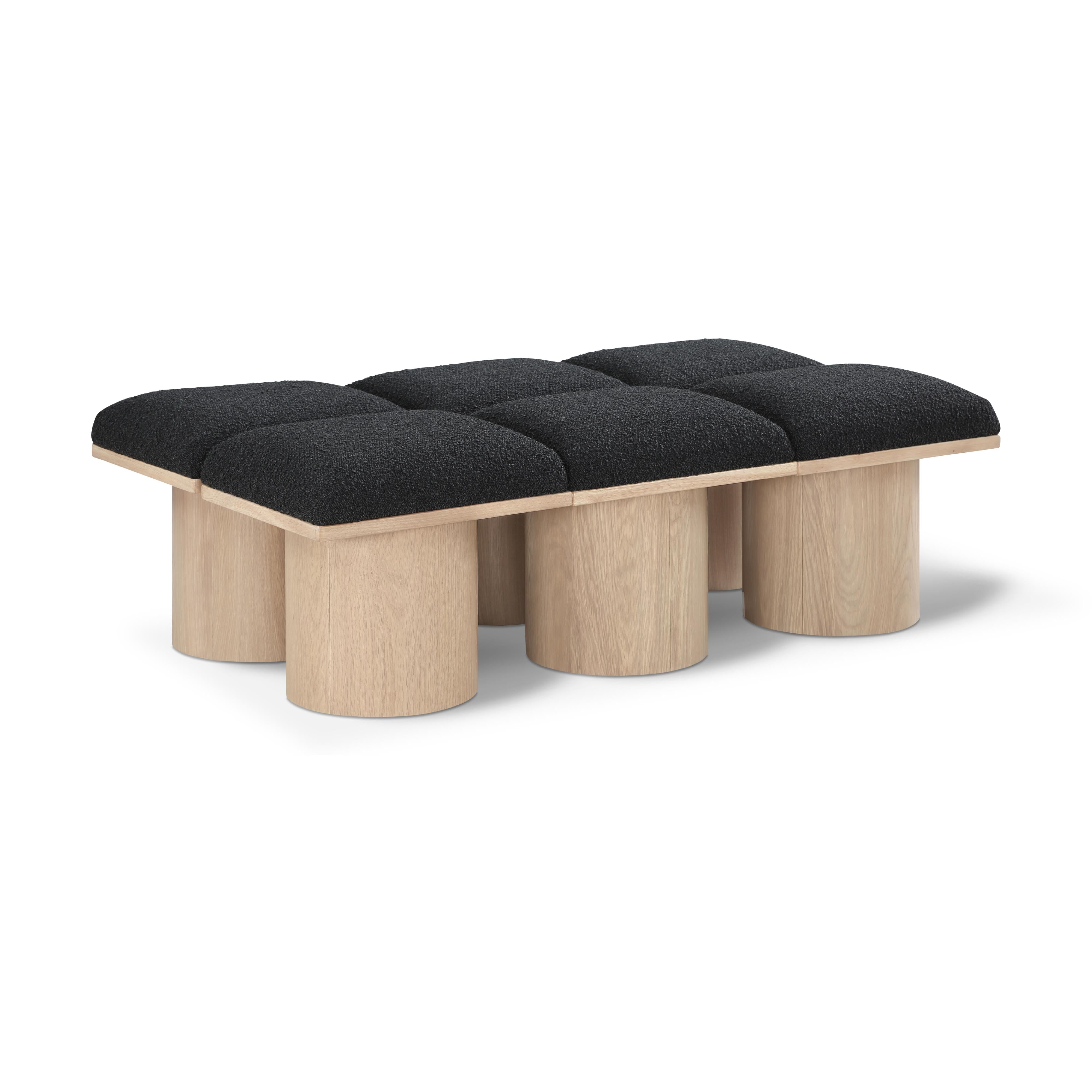 Meridian Pavilion Black Boucle Fabric Bench