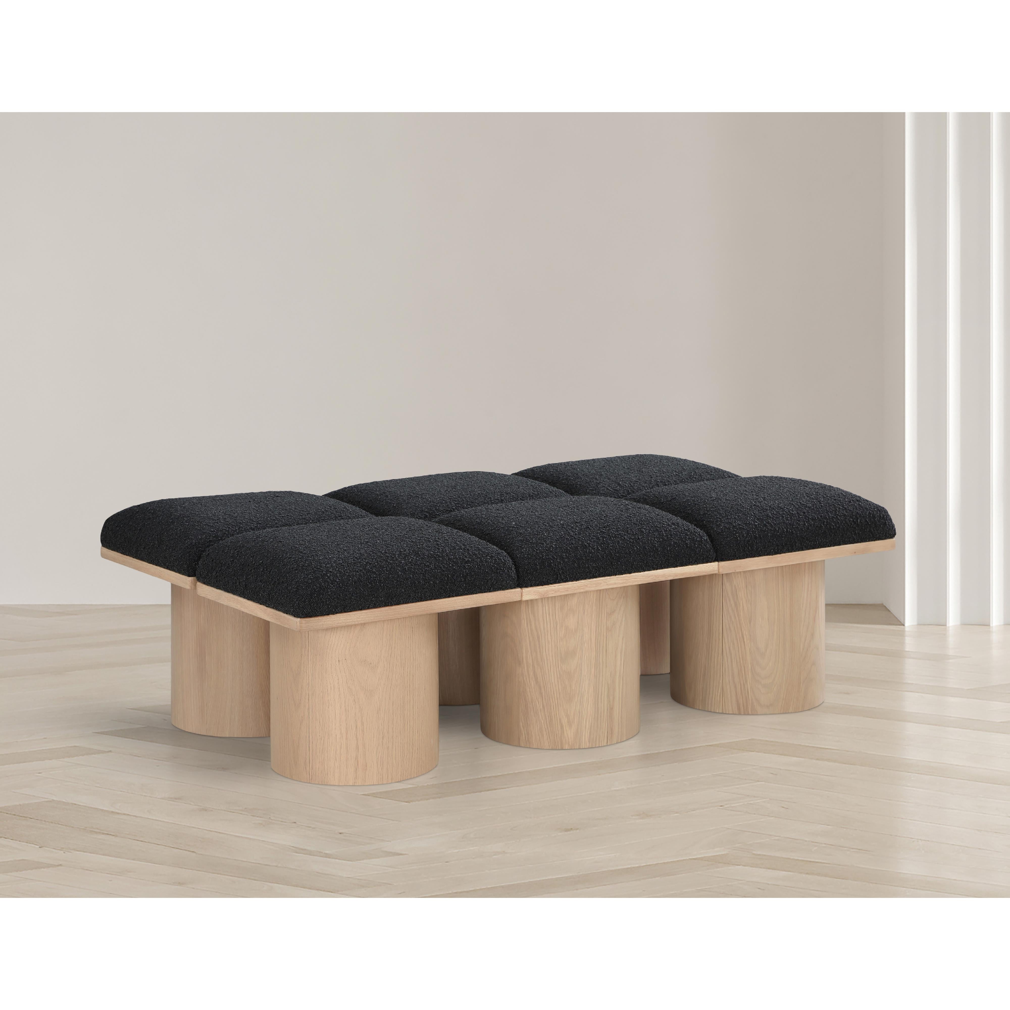 Meridian Pavilion Black Boucle Fabric Bench