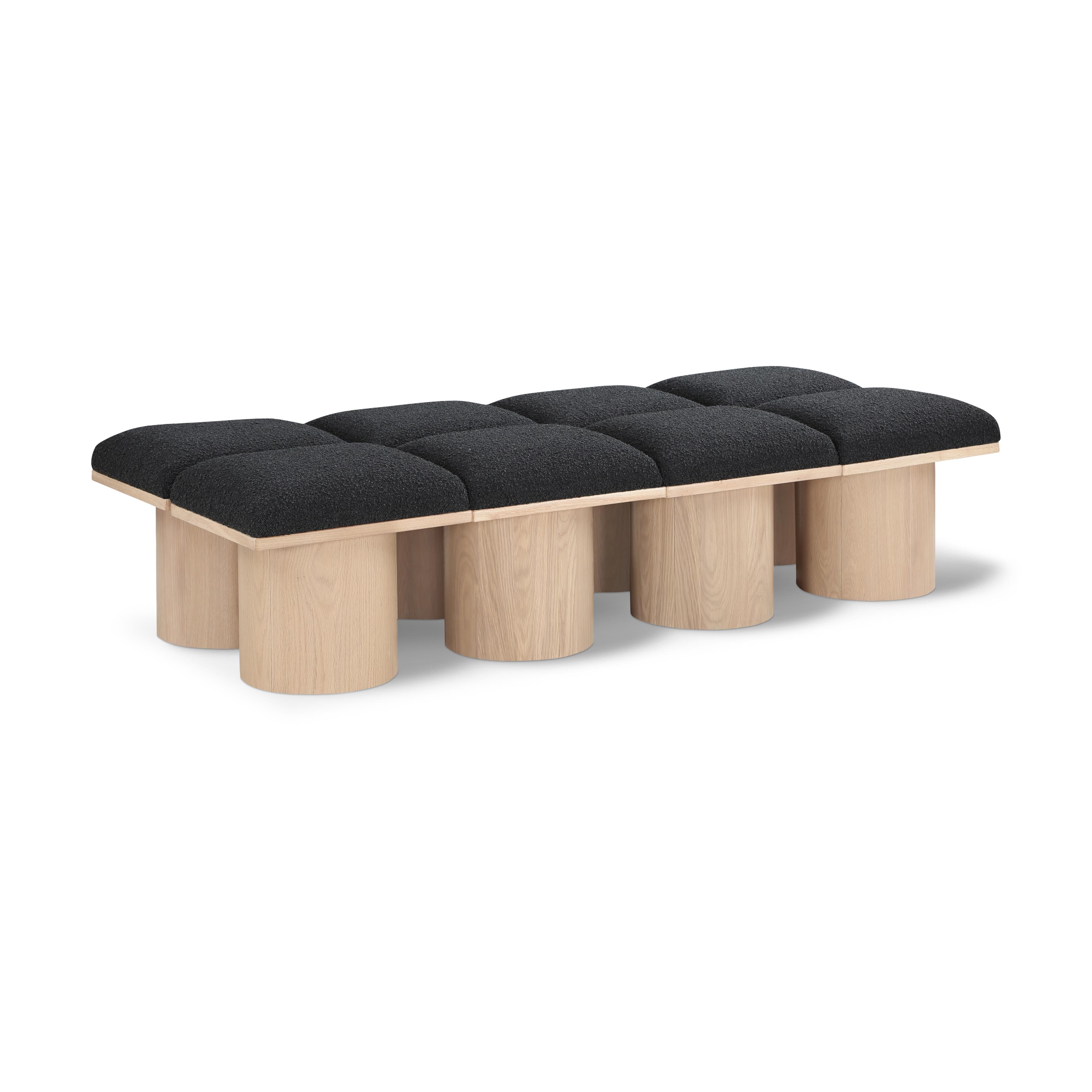 Meridian Pavilion Black Boucle Fabric Bench