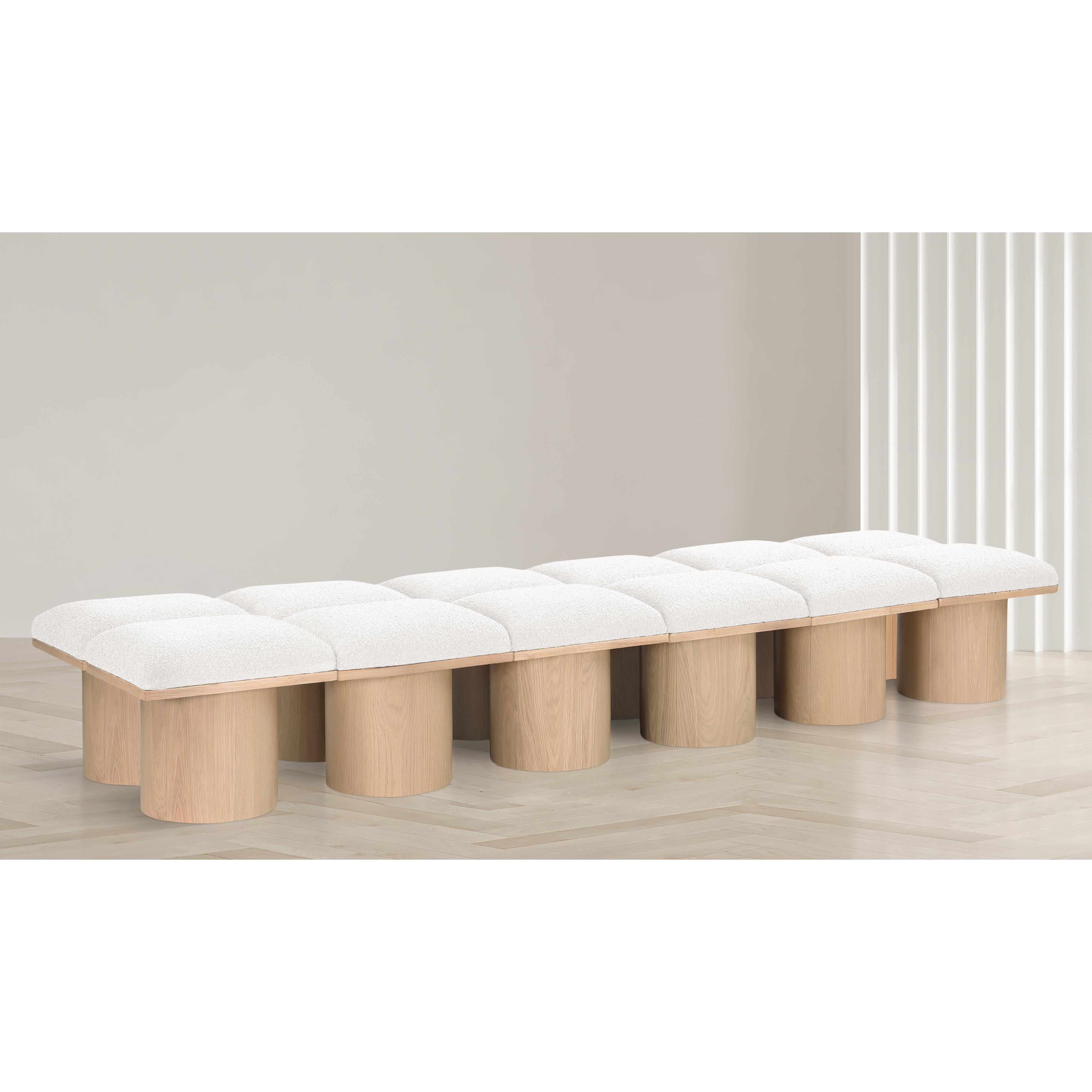 Meridian Pavilion Cream Boucle Fabric Bench