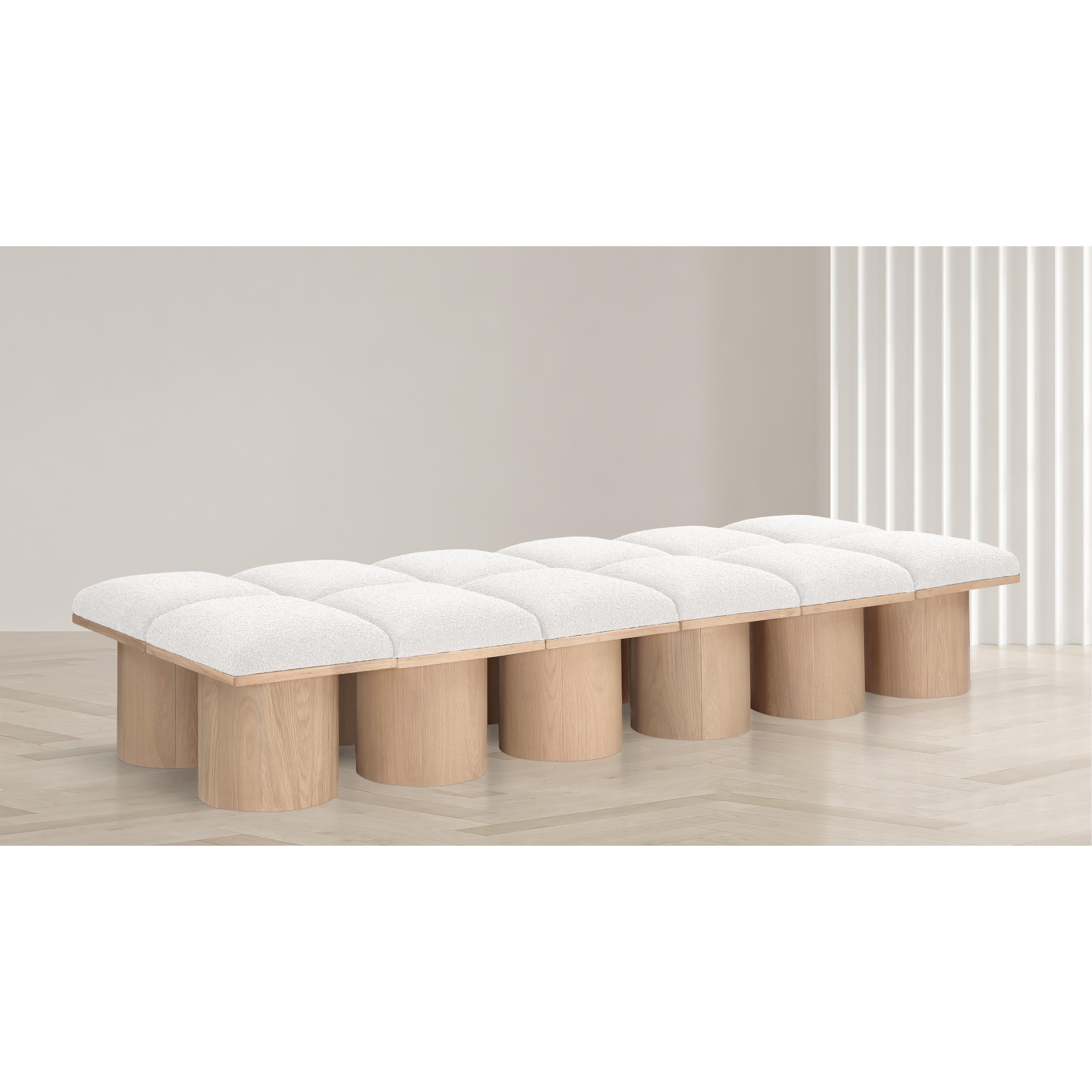 Meridian Pavilion Cream Boucle Fabric Bench