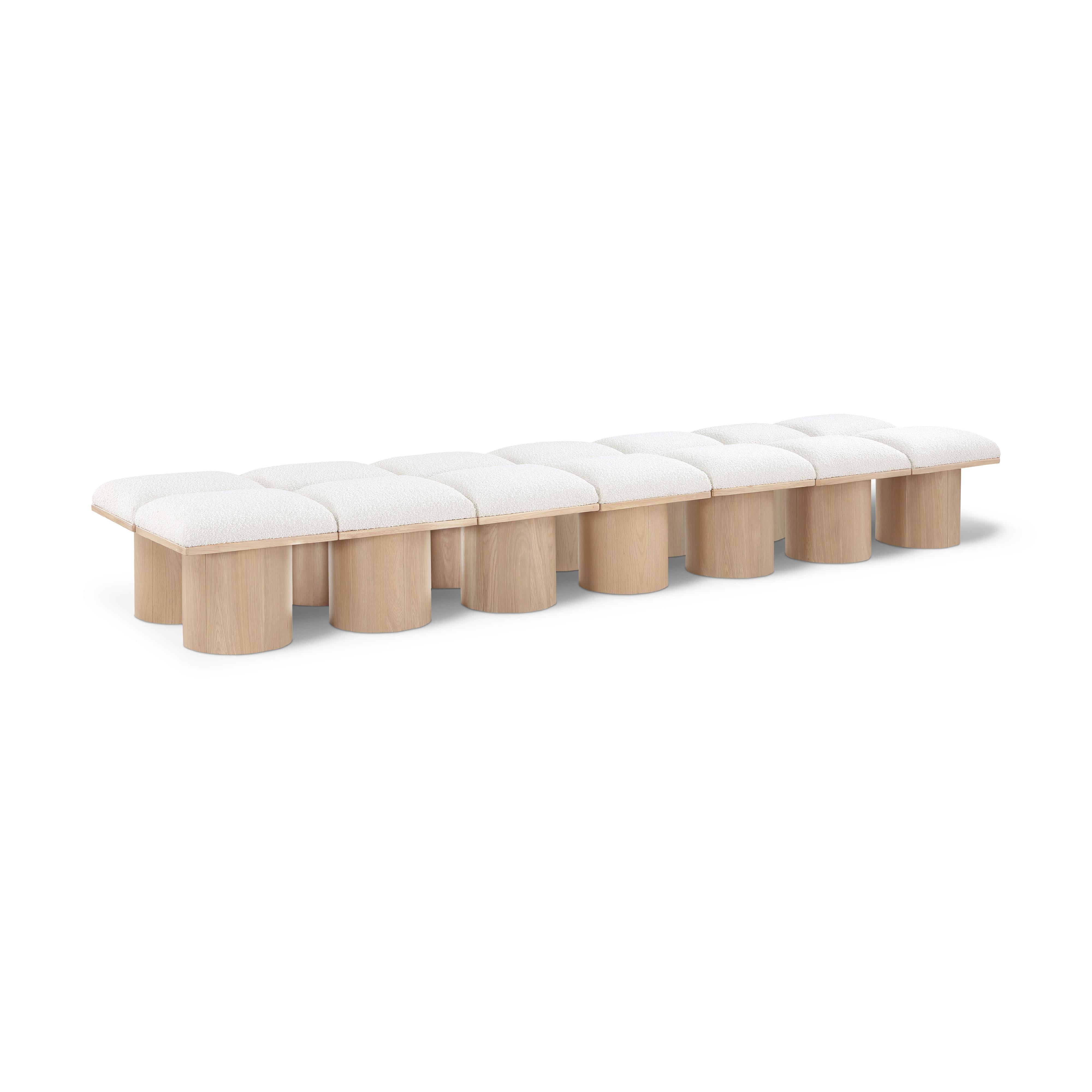 Meridian Pavilion Cream Boucle Fabric Bench