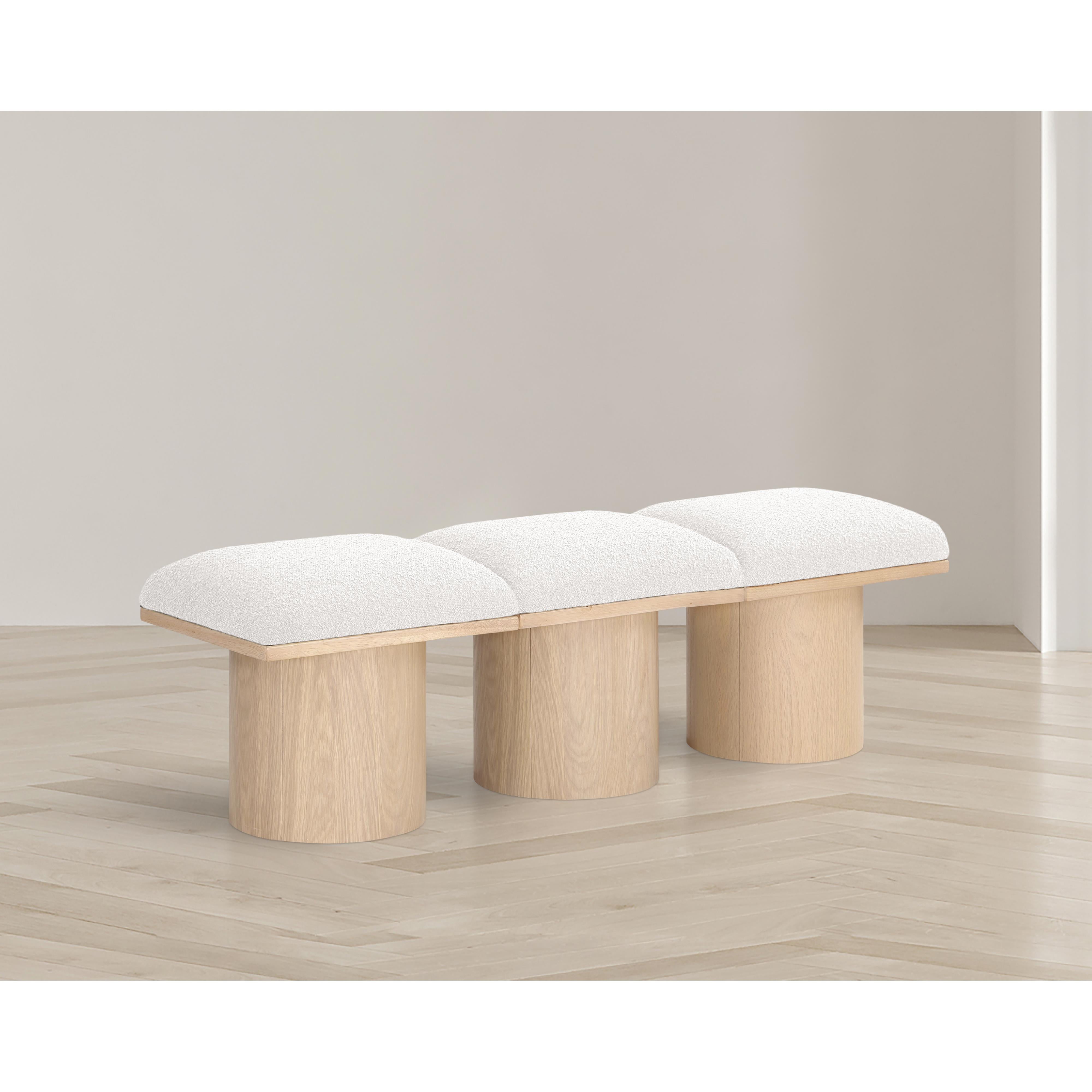 Meridian Pavilion Cream Boucle Fabric Bench