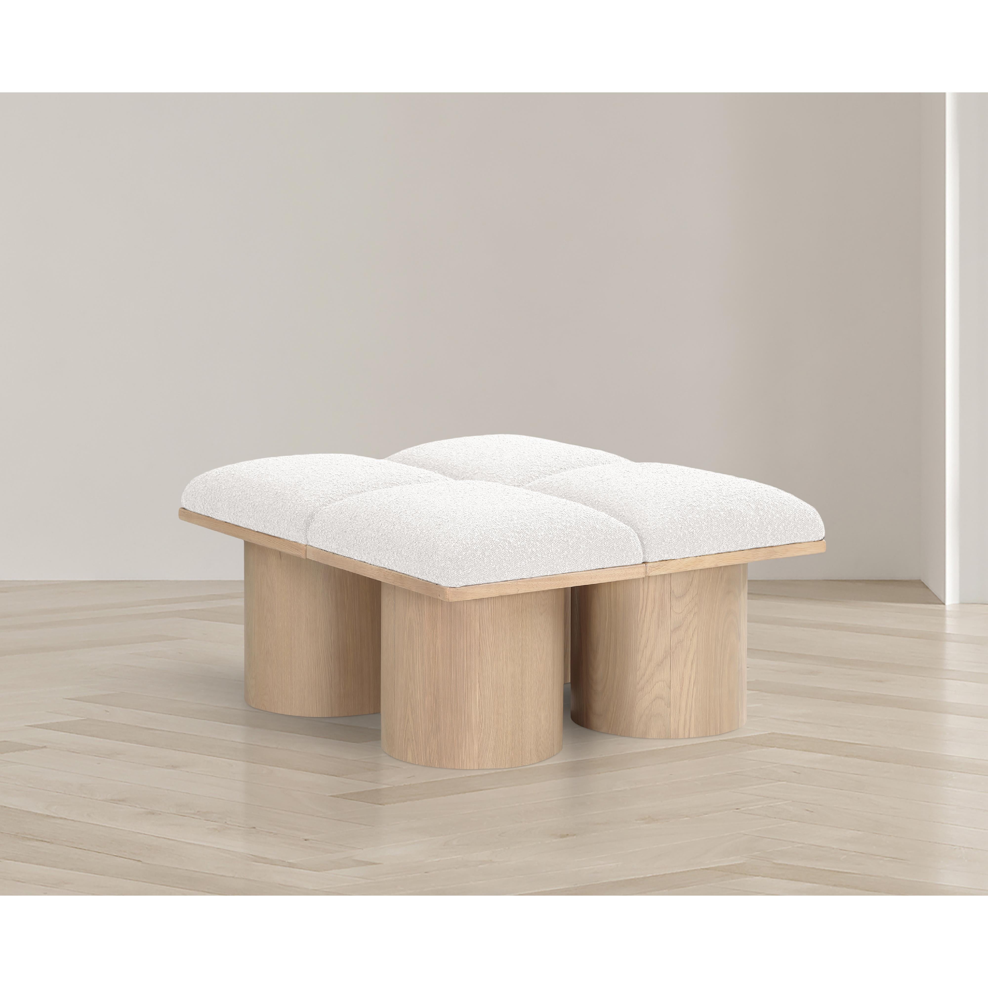 Meridian Pavilion Cream Boucle Fabric Bench