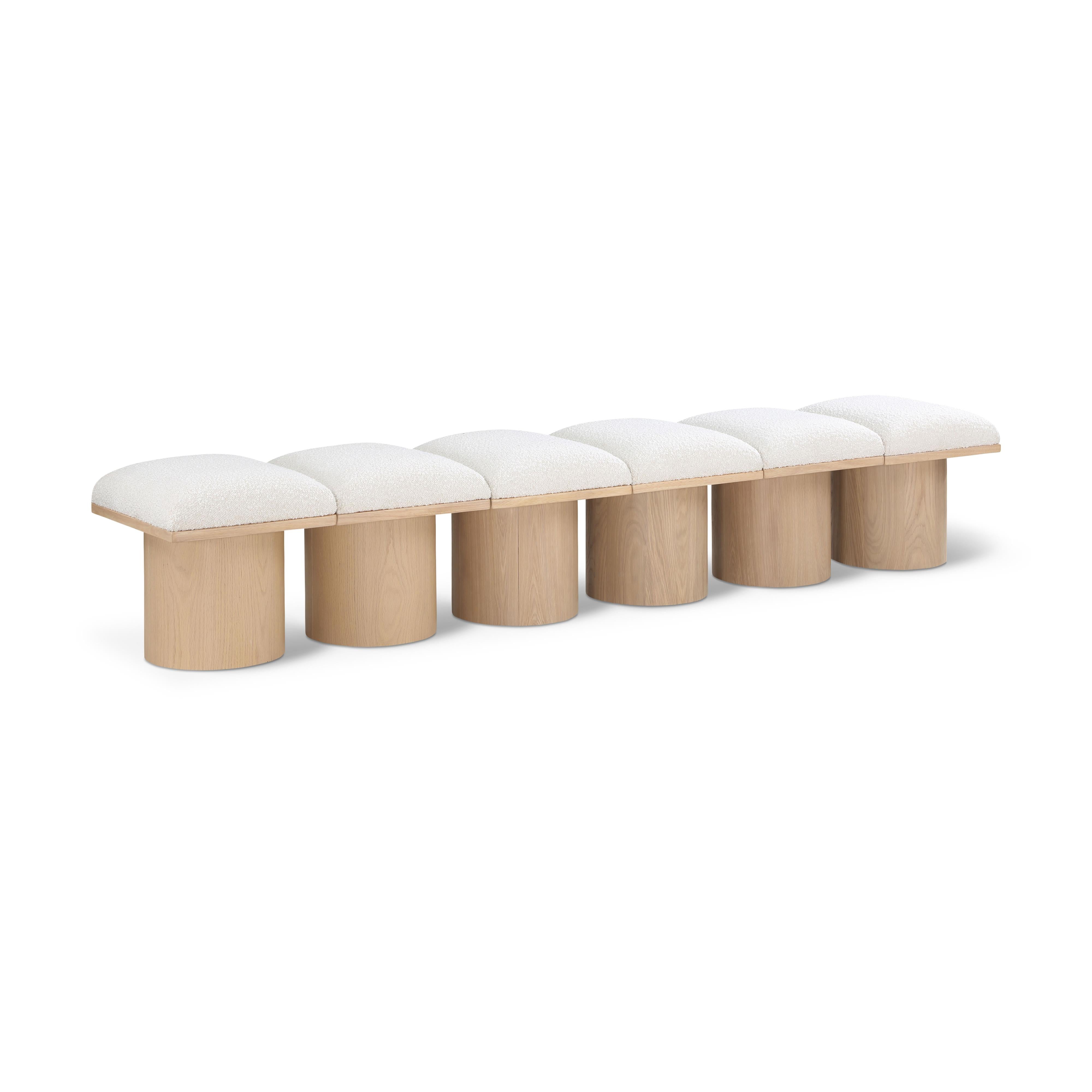 Meridian Pavilion Cream Boucle Fabric Bench