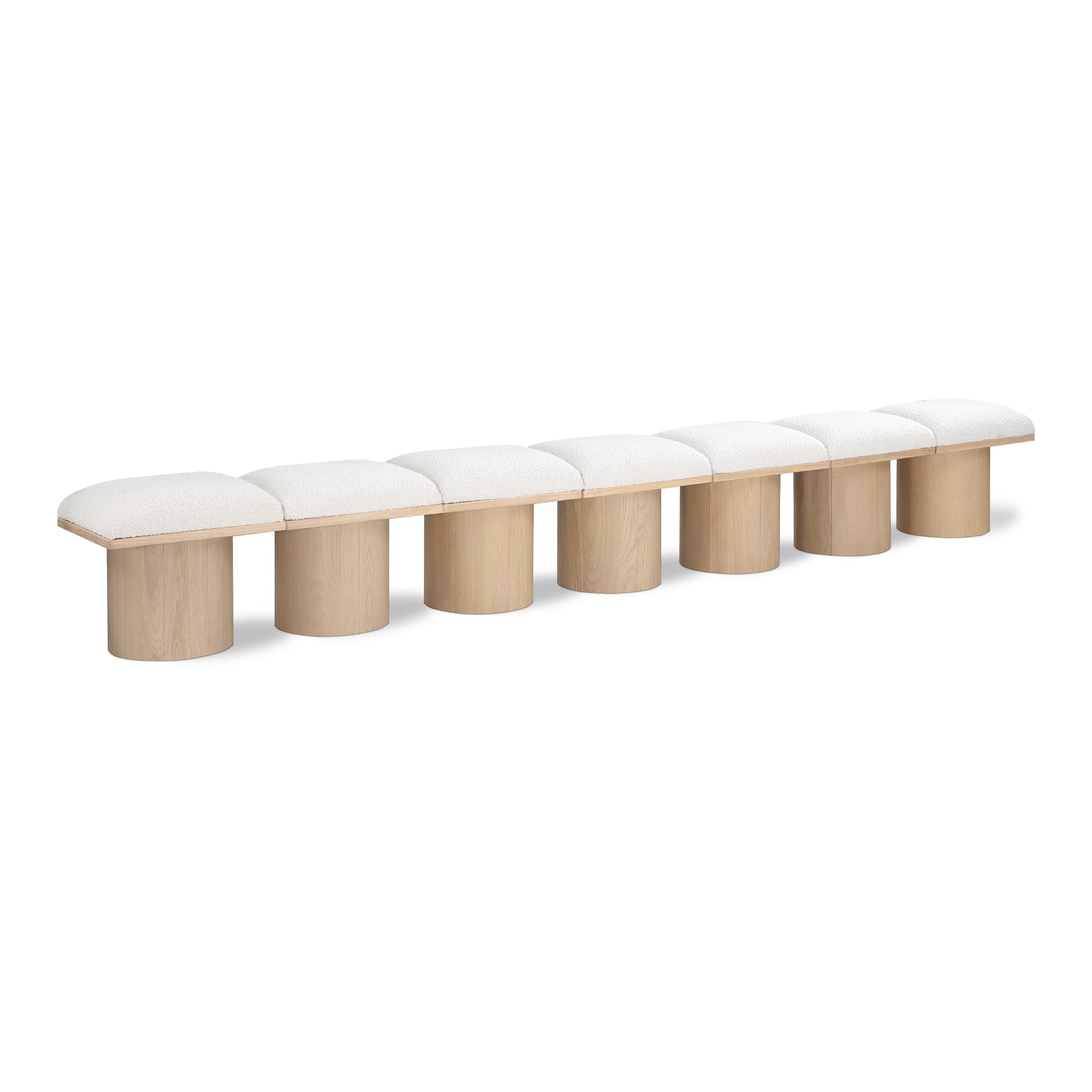 Meridian Pavilion Cream Boucle Fabric Bench