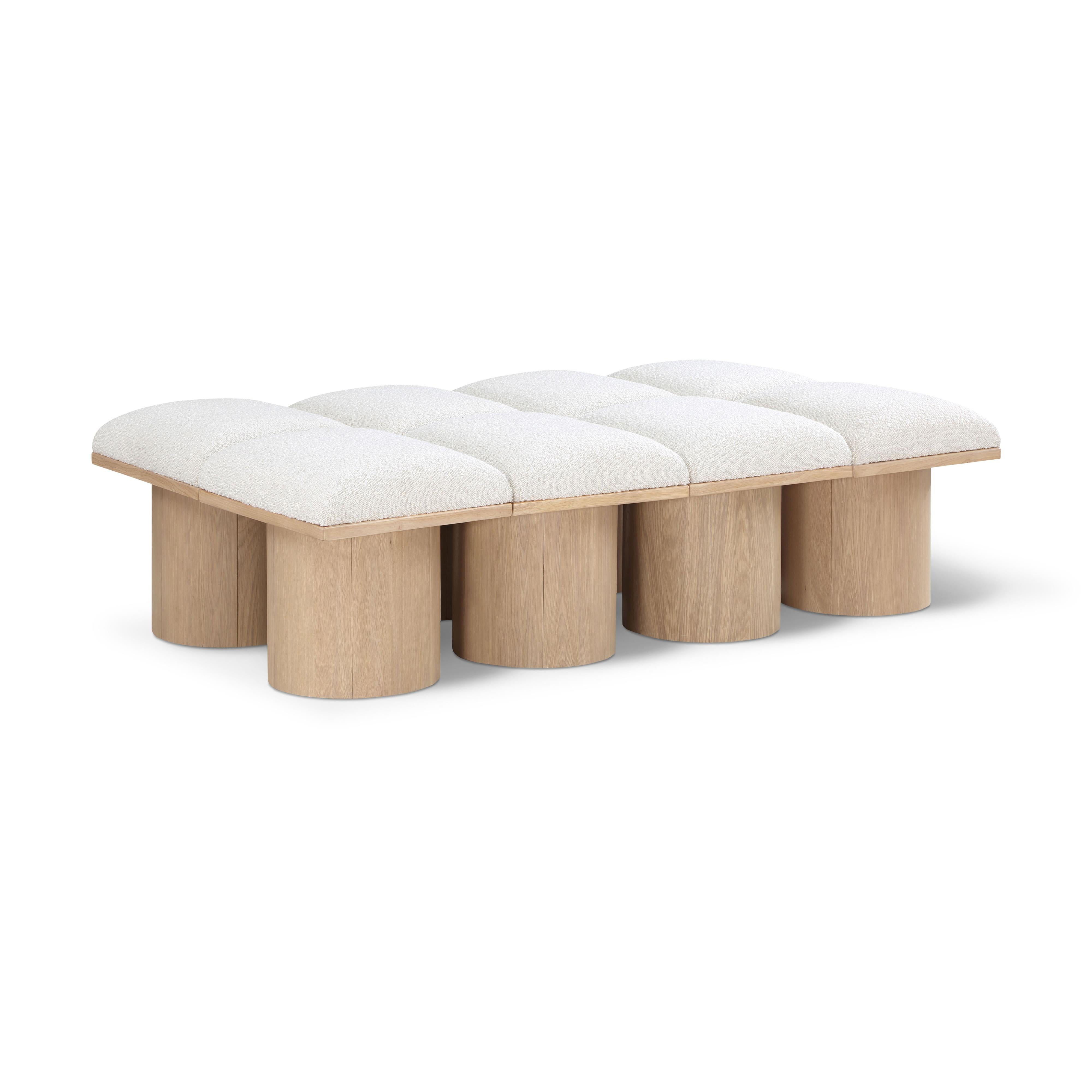 Meridian Pavilion Cream Boucle Fabric Bench