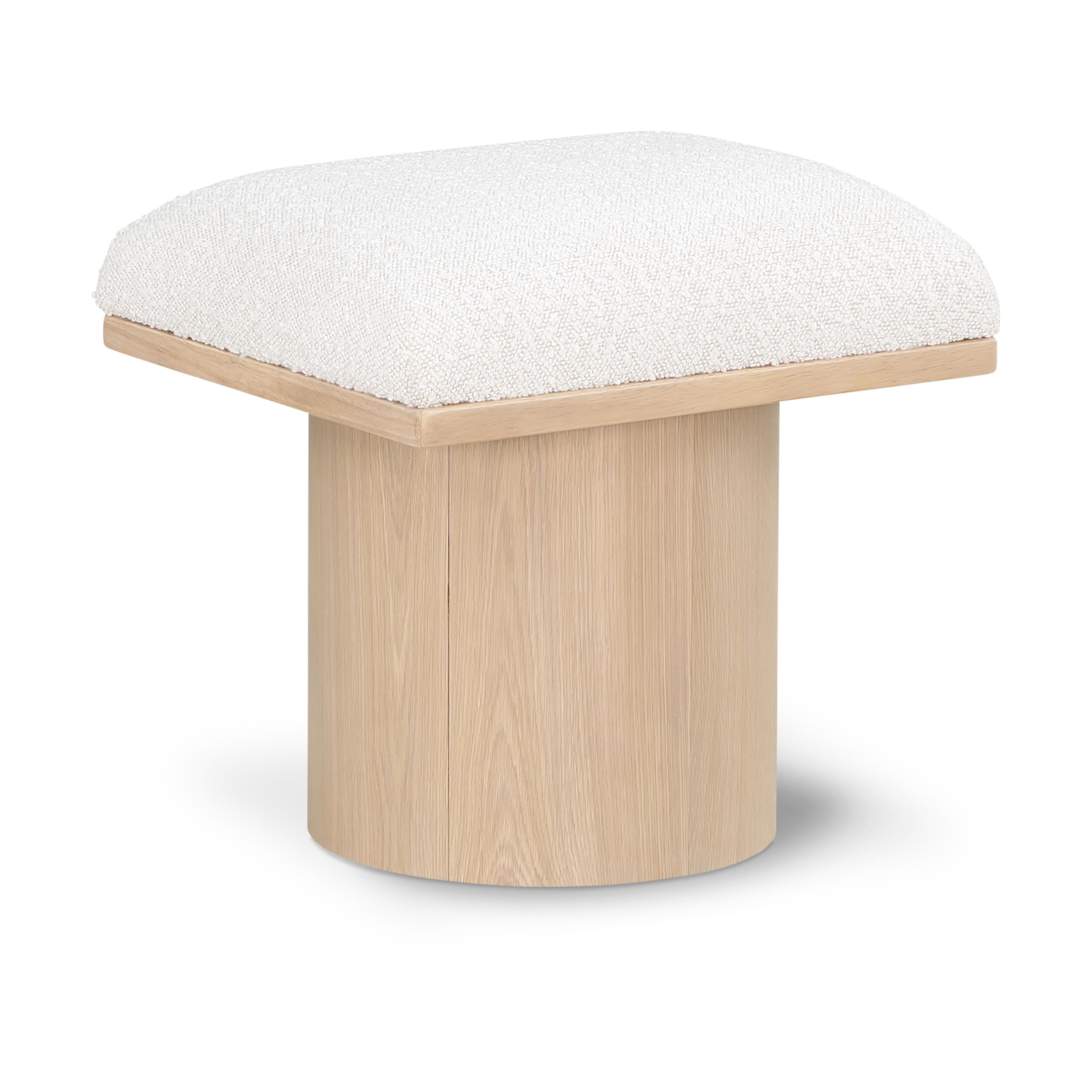 Meridian Pavilion Cream Boucle Fabric Bench/Stool