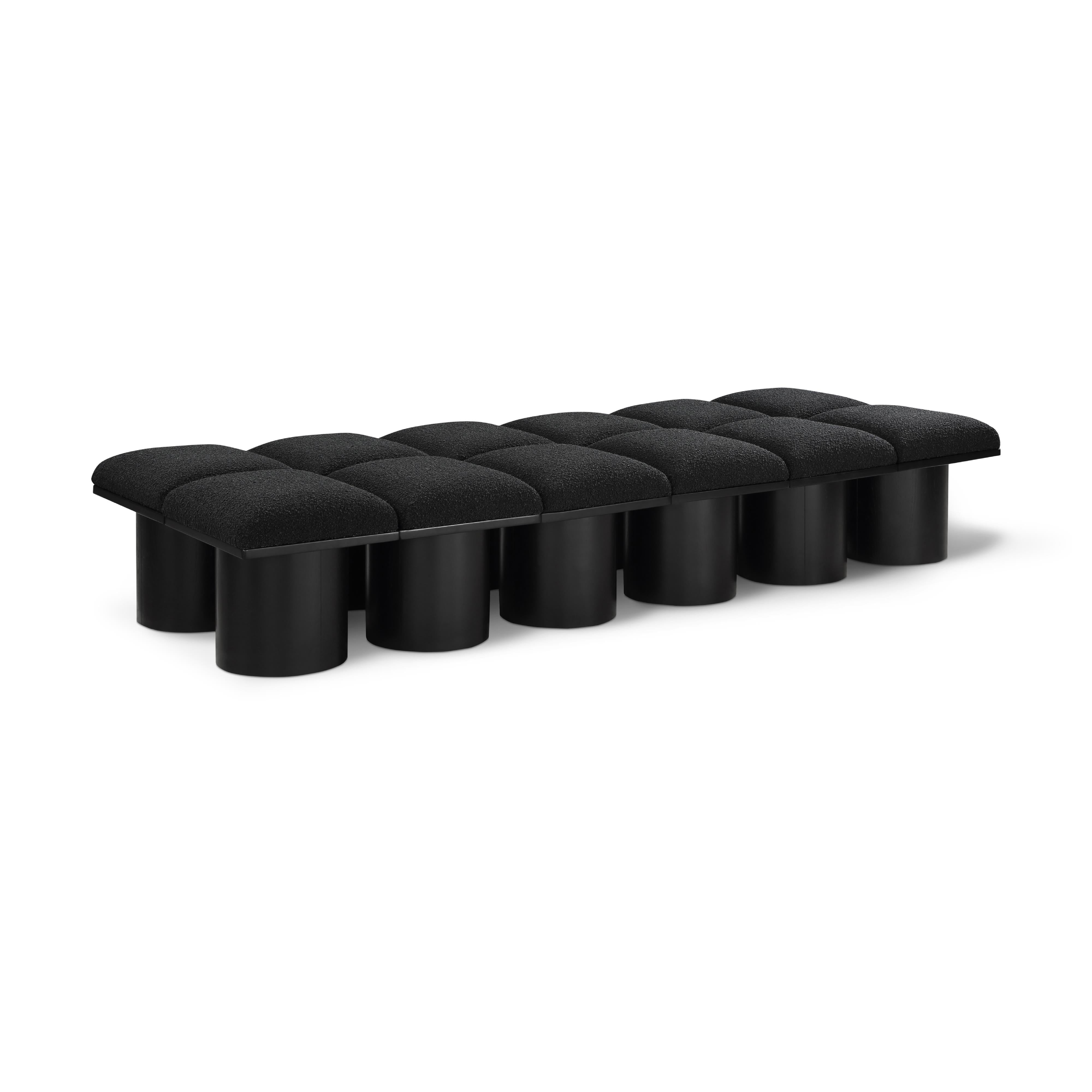 Meridian Pavilion Black Boucle Fabric Bench