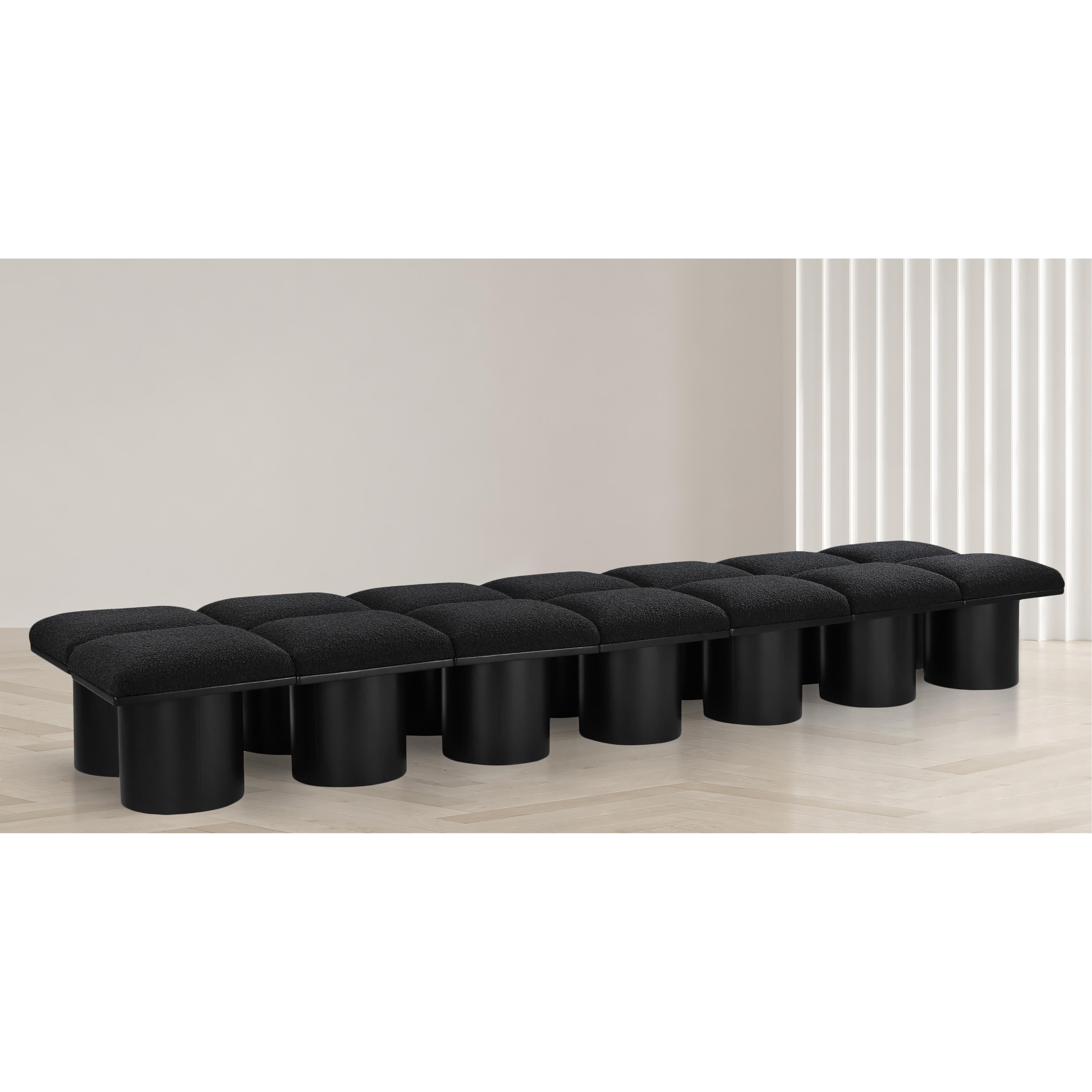 Meridian Pavilion Black Boucle Fabric Bench