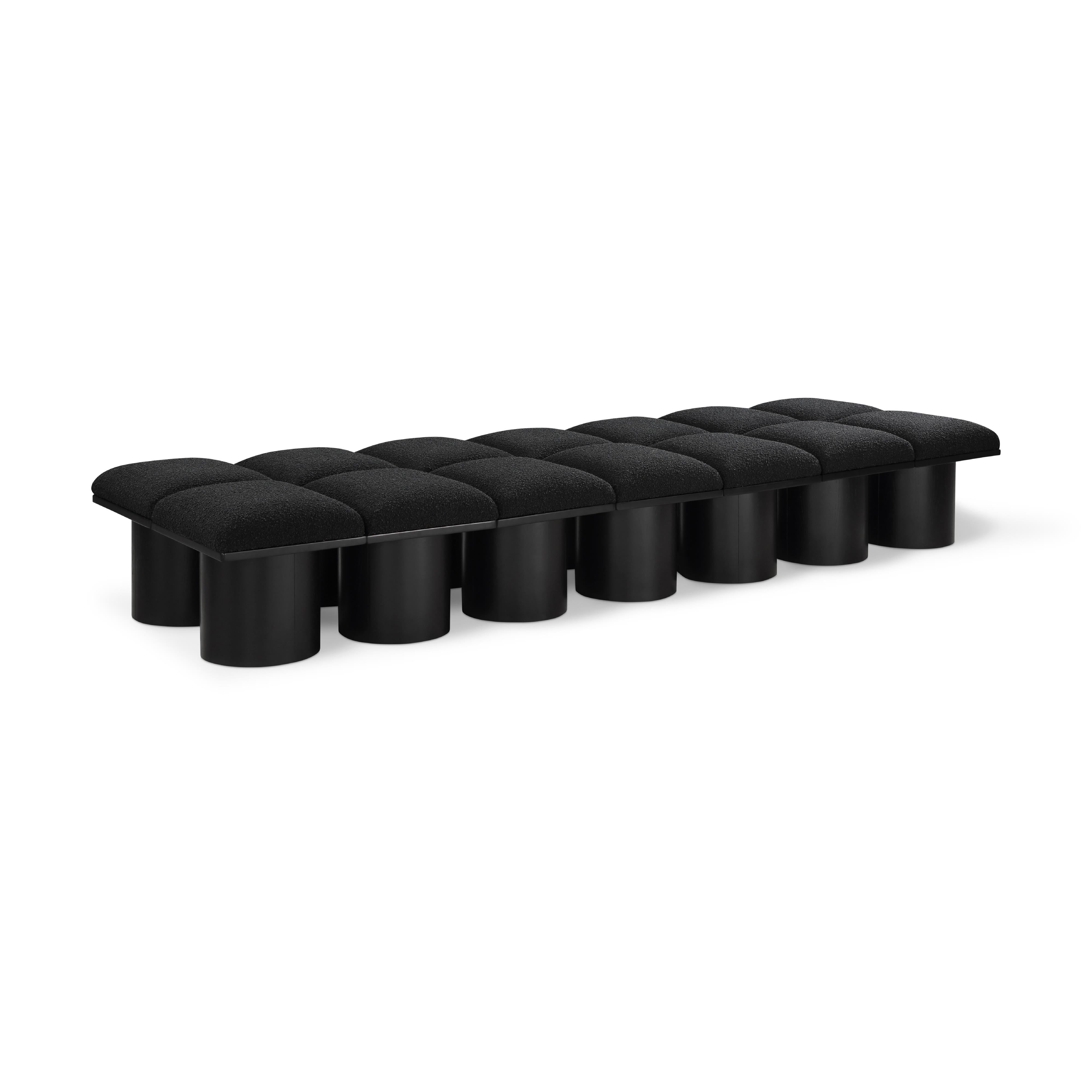 Meridian Pavilion Black Boucle Fabric Bench