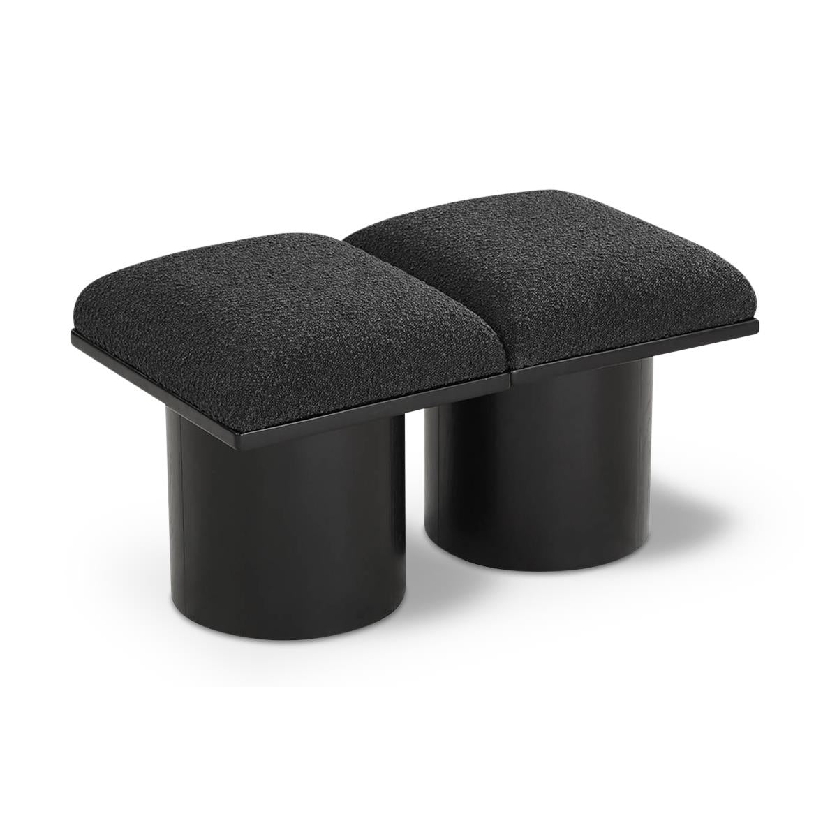 Meridian Pavilion Black Boucle Fabric Bench