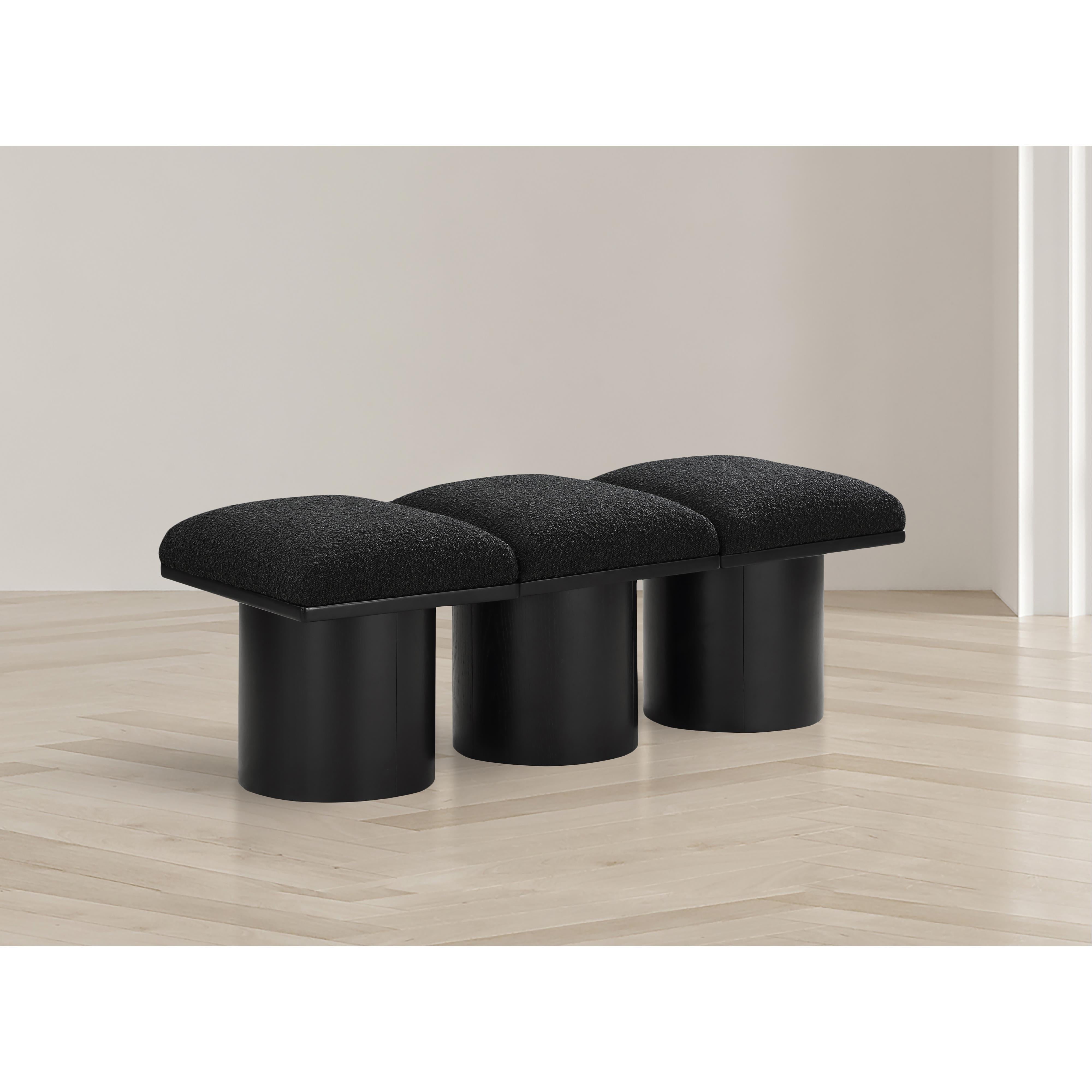 Meridian Pavilion Black Boucle Fabric Bench