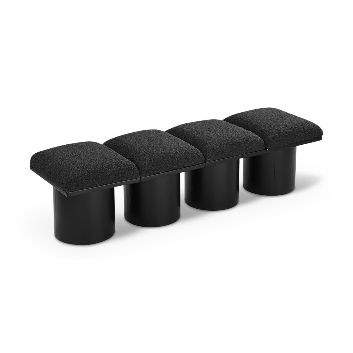 Meridian Pavilion Black Boucle Fabric Bench
