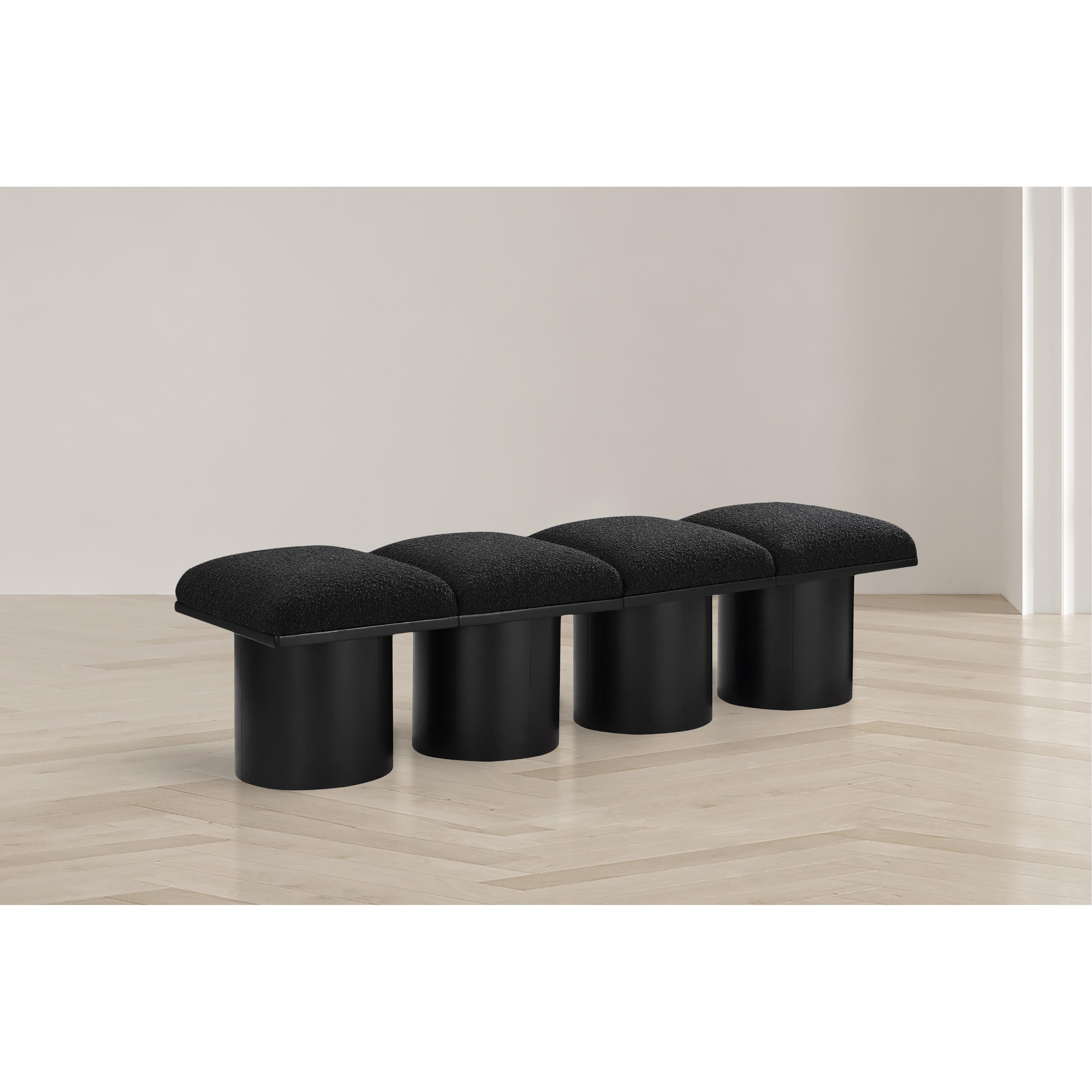 Meridian Pavilion Black Boucle Fabric Bench
