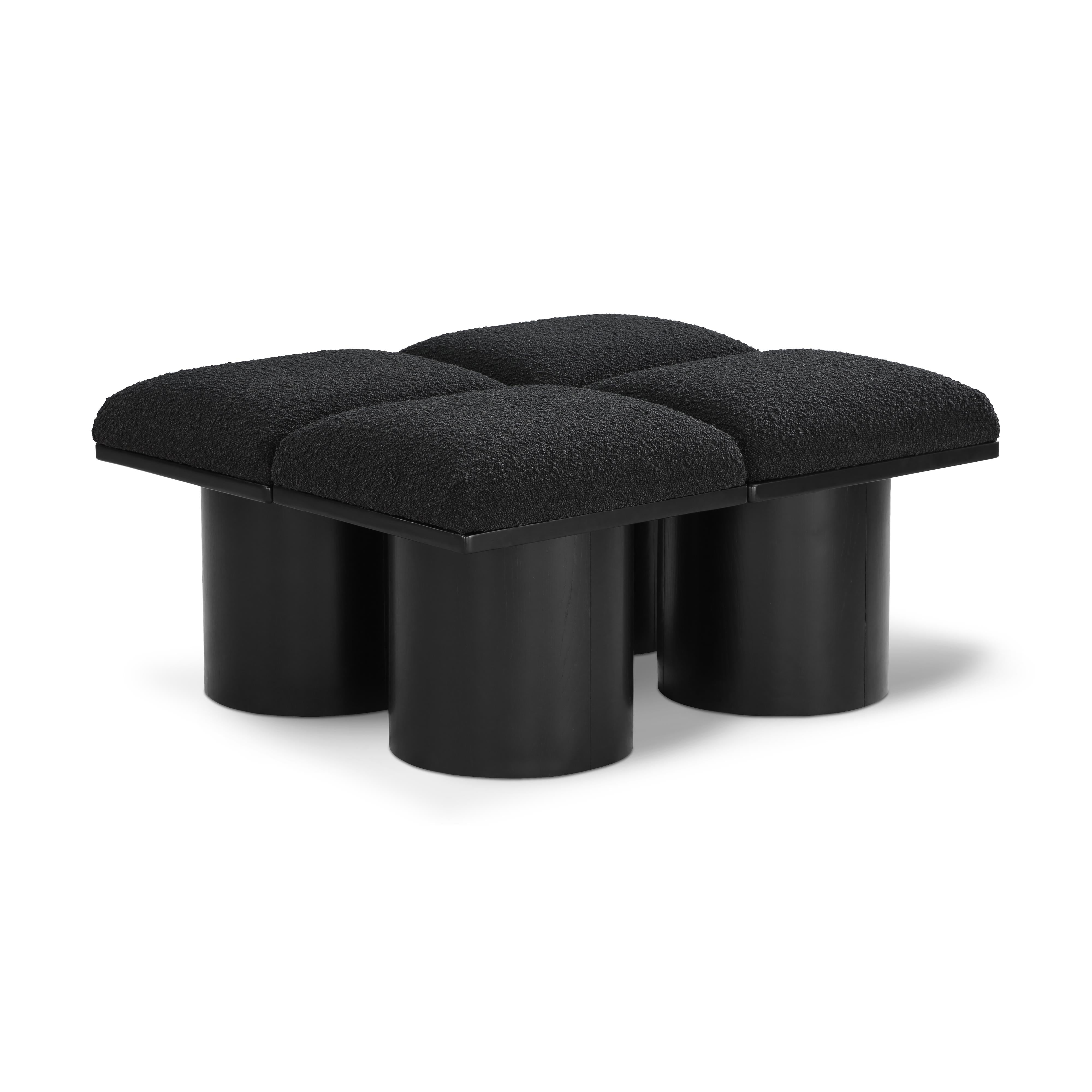 Meridian Pavilion Black Boucle Fabric Bench