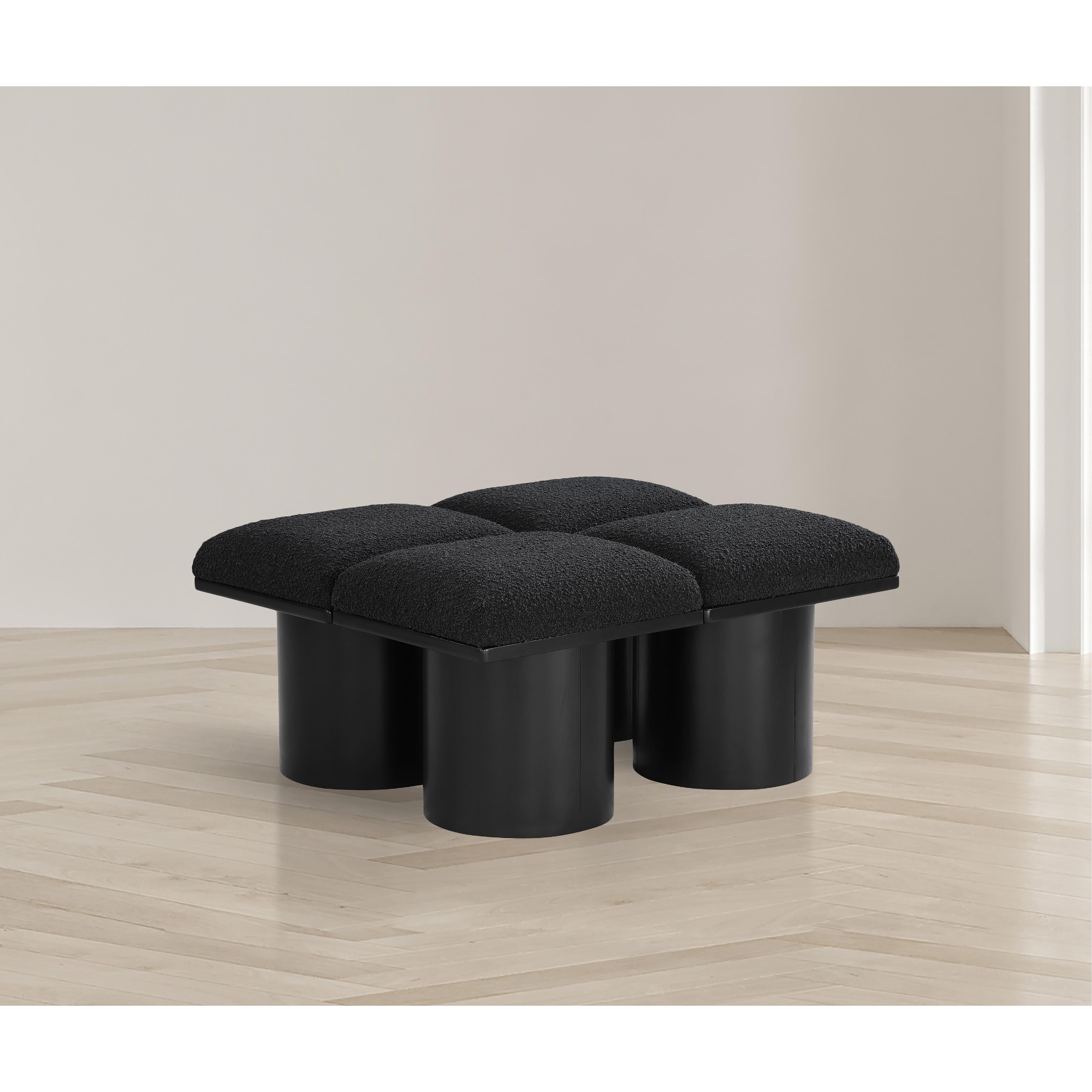 Meridian Pavilion Black Boucle Fabric Bench