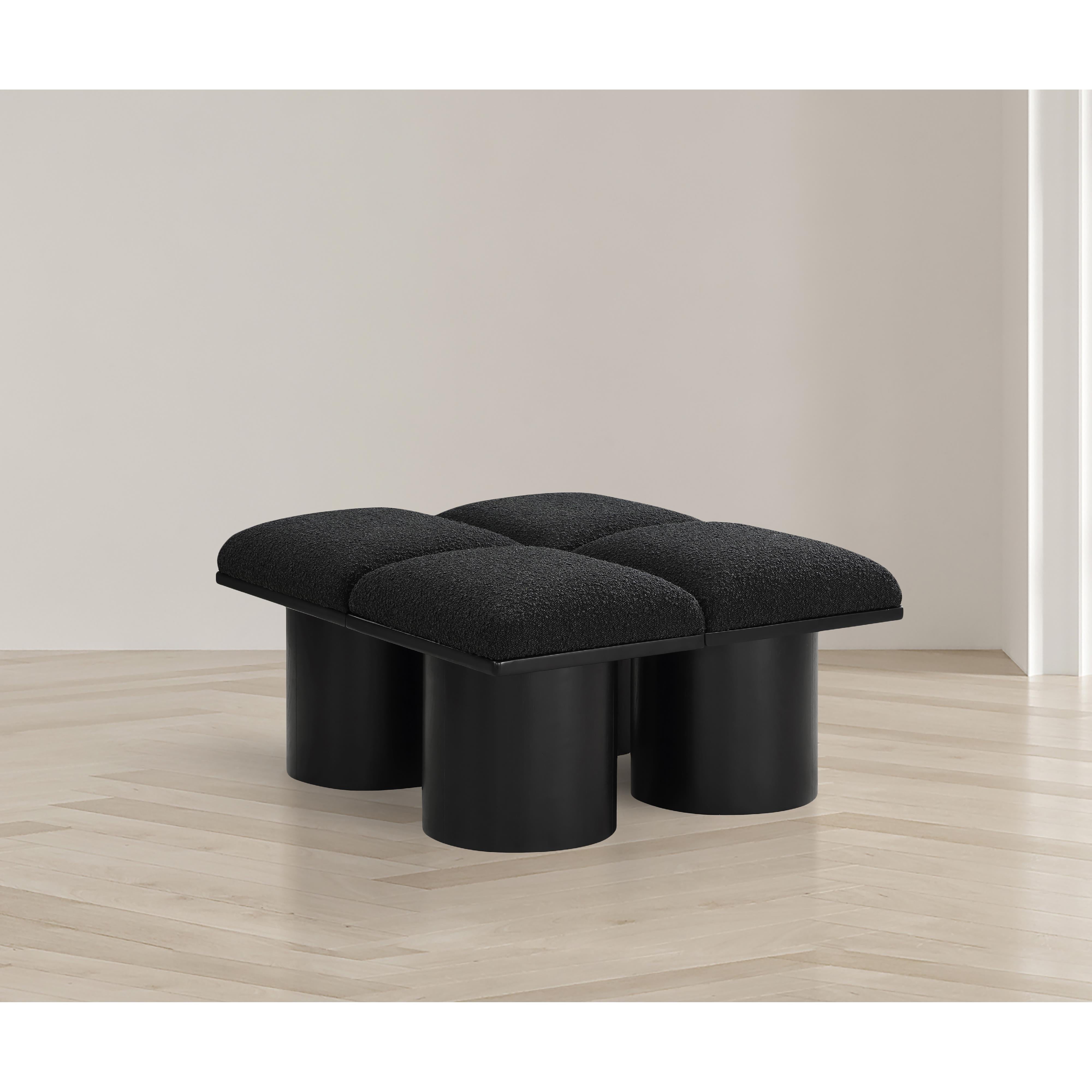 Meridian Pavilion Black Boucle Fabric Bench